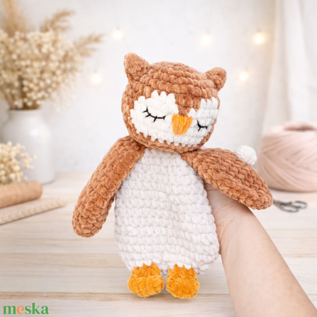 Horgolt bagoly alvóka plüss - játék & sport - plüssállat & játékfigura - bagoly - Meska.hu