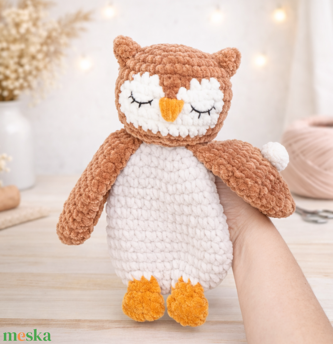 Horgolt bagoly alvóka plüss - játék & sport - plüssállat & játékfigura - bagoly - Meska.hu