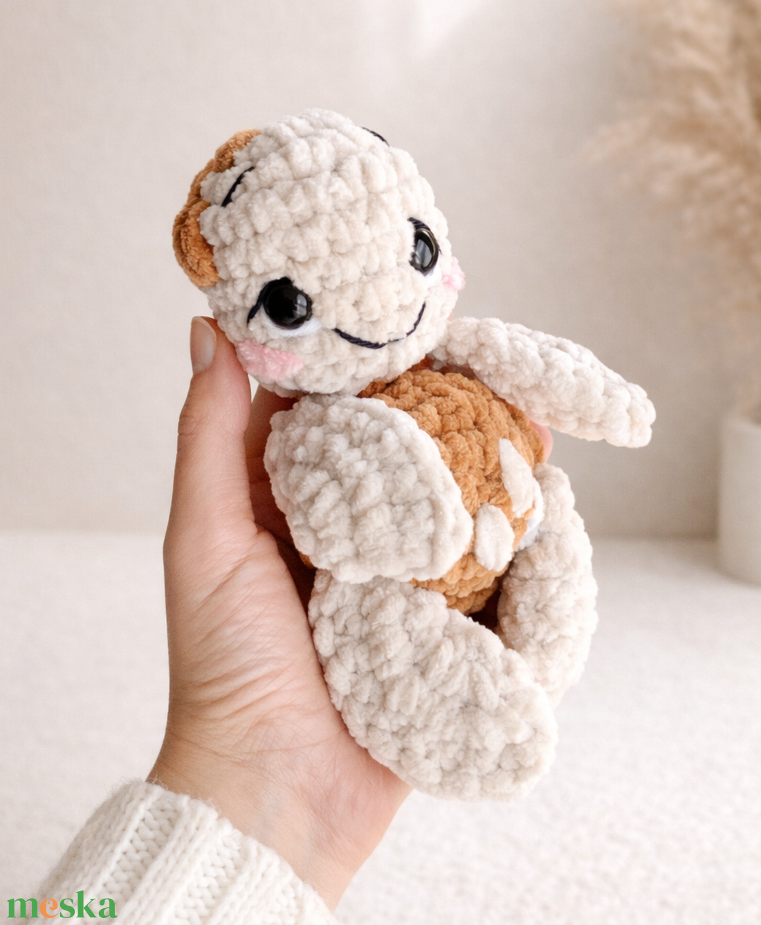 Horgolt bézs teknős plüss gyerekeknek - játék & sport - plüssállat & játékfigura - teknős - Meska.hu