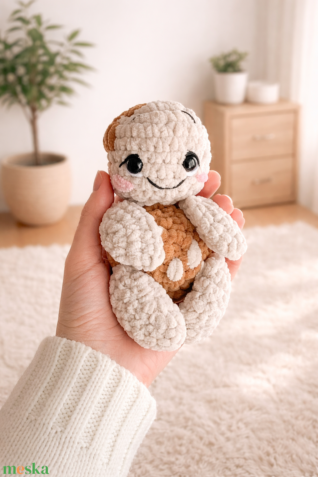 Horgolt bézs teknős plüss gyerekeknek - játék & sport - plüssállat & játékfigura - teknős - Meska.hu