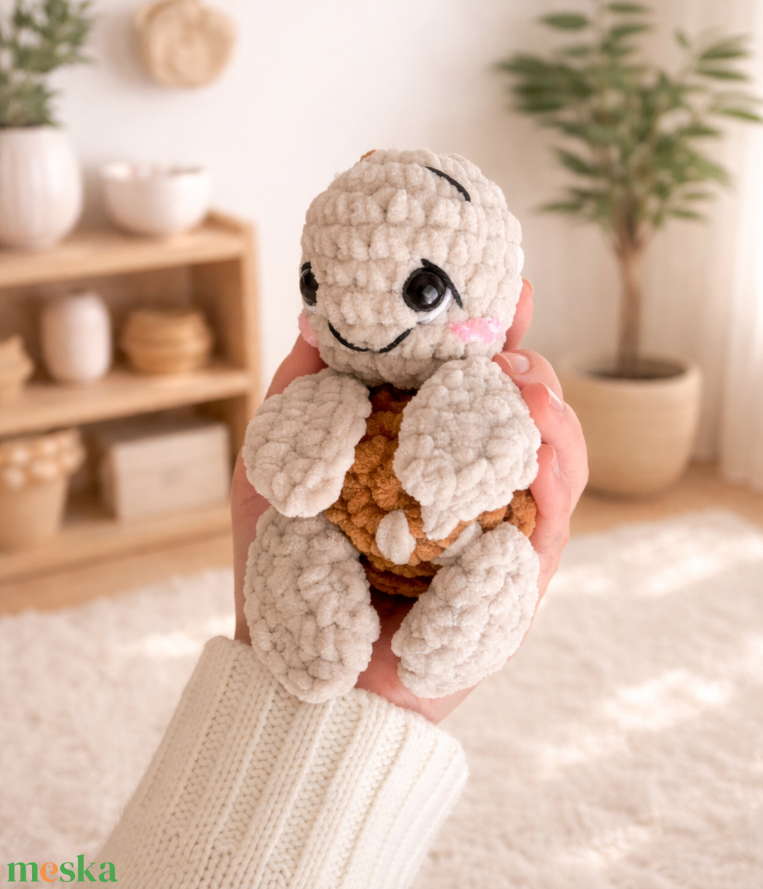 Horgolt bézs teknős plüss gyerekeknek - játék & sport - plüssállat & játékfigura - teknős - Meska.hu