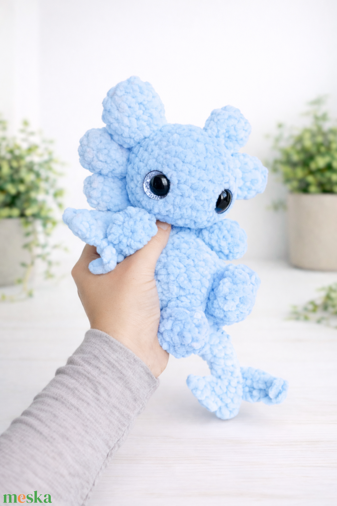 Horgolt kék sárkány plüss - játék & sport - plüssállat & játékfigura - szörnyike - Meska.hu