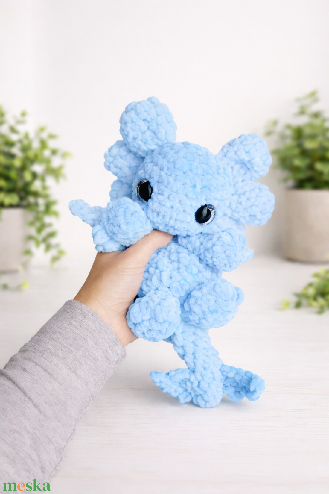 Horgolt kék sárkány plüss - játék & sport - plüssállat & játékfigura - szörnyike - Meska.hu