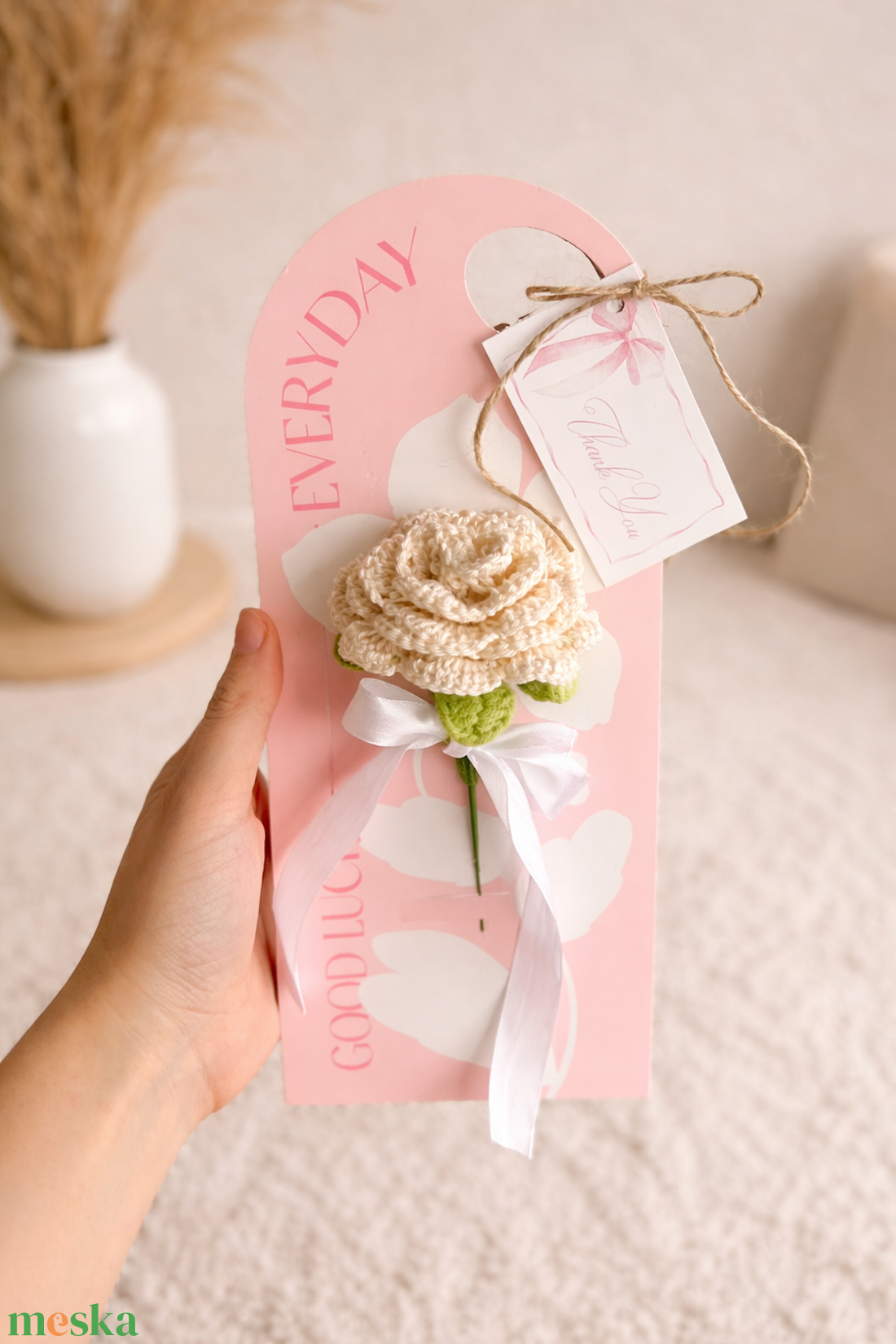 Horgolt Örök rózsa díszcsomagolásban - otthon & életmód - virágdekoráció - virágok - szálas virág - Meska.hu