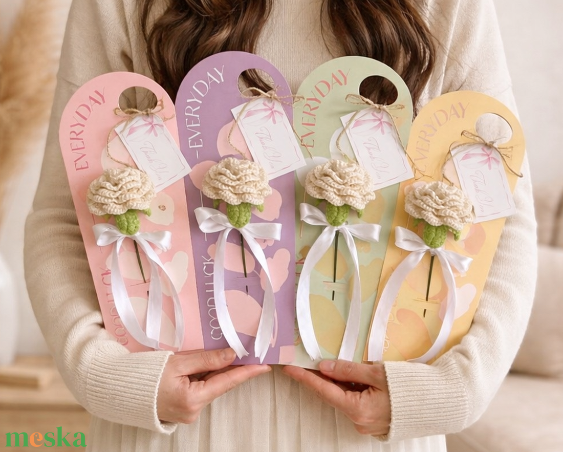 Horgolt Örök rózsa díszcsomagolásban - otthon & életmód - virágdekoráció - virágok - szálas virág - Meska.hu