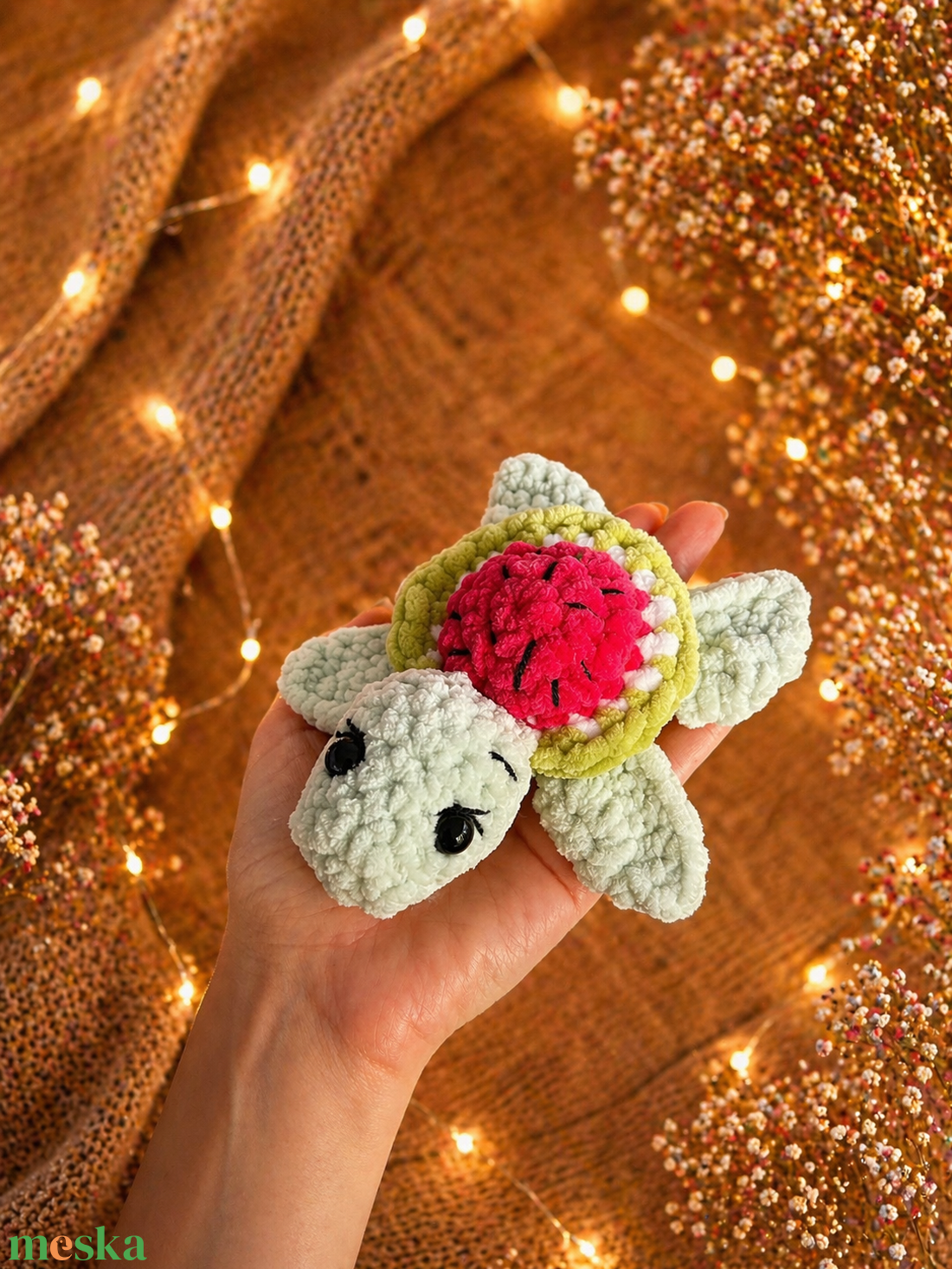 Horgolt görögdinnye teknős plüss - játék & sport - plüssállat & játékfigura - teknős - Meska.hu