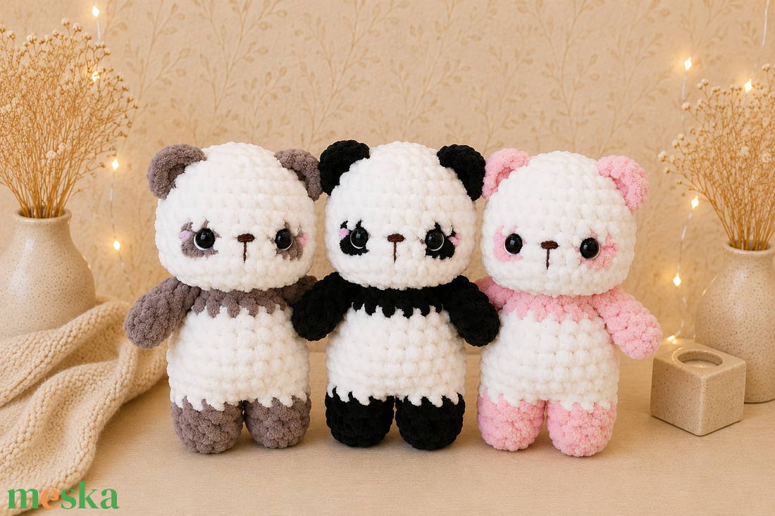 Horgolt panda plüssök több színben és méretben - játék & sport - plüssállat & játékfigura - maci - Meska.hu
