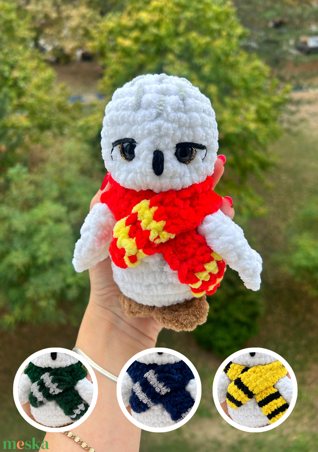 Horgolt Harry Potter Hedwig hóbagoly inspirálta plüss sállal  - játék & sport - plüssállat & játékfigura - bagoly - Meska.hu