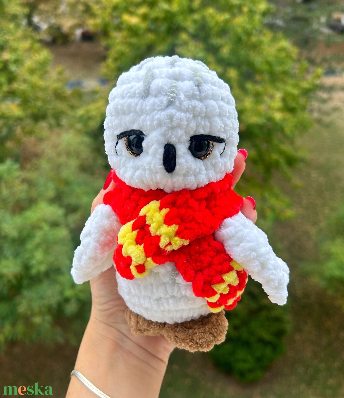 Horgolt Harry Potter Hedwig hóbagoly inspirálta plüss sállal  - játék & sport - plüssállat & játékfigura - bagoly - Meska.hu