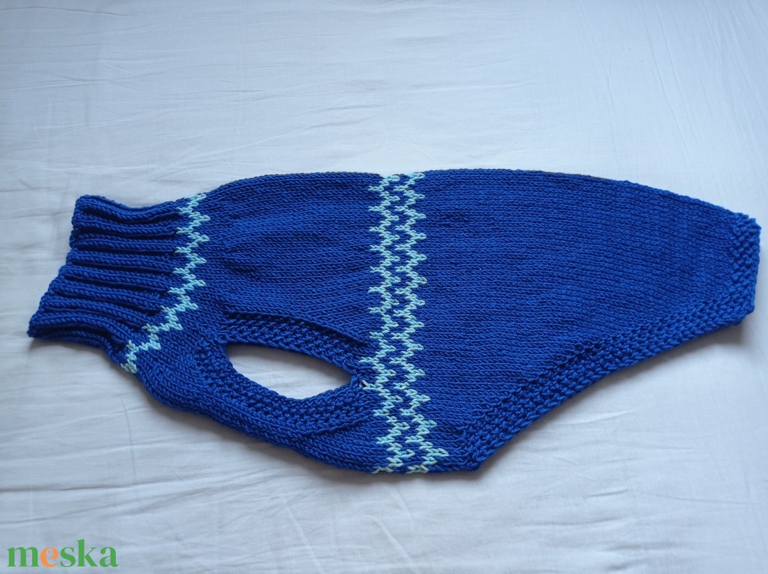 kötött kék kutyapulcsi - otthon & életmód - kisállatoknak - kutyáknak - kutya ruházat - Meska.hu