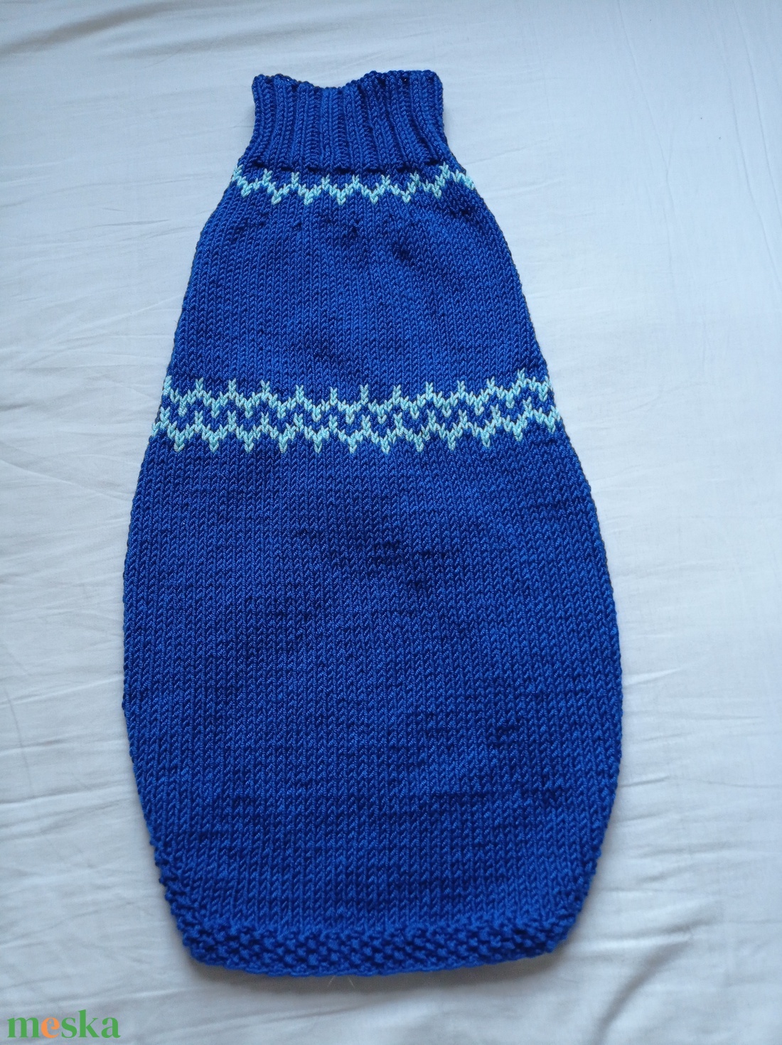 kötött kék kutyapulcsi - otthon & életmód - kisállatoknak - kutyáknak - kutya ruházat - Meska.hu