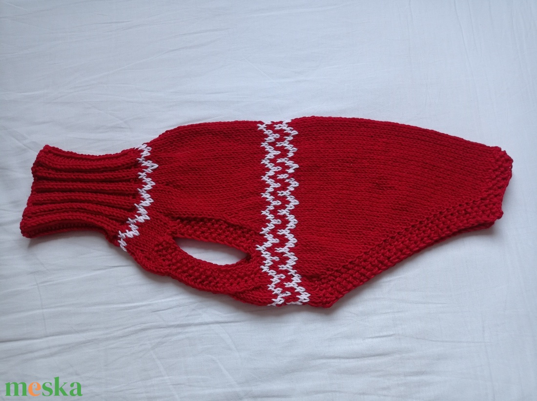 kötött piros kutyapulcsi - otthon & életmód - kisállatoknak - kutyáknak - kutya ruházat - Meska.hu