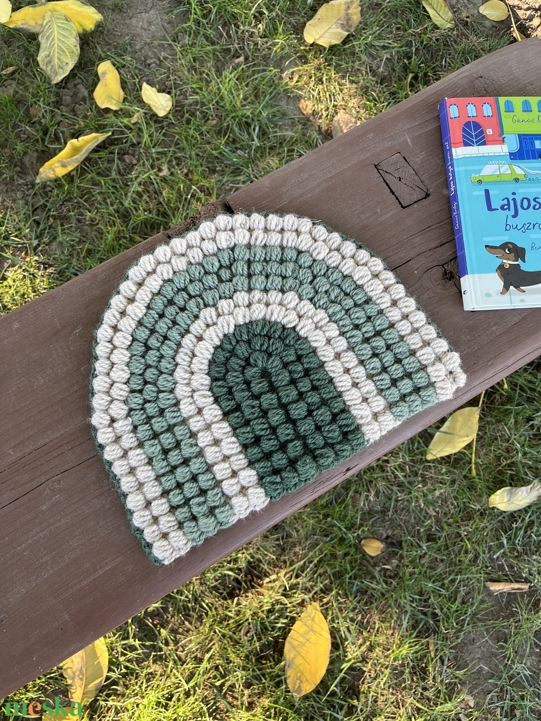 Horgolt szivárvány párna - otthon & életmód - lakástextil - székpárna, huzat - Meska.hu