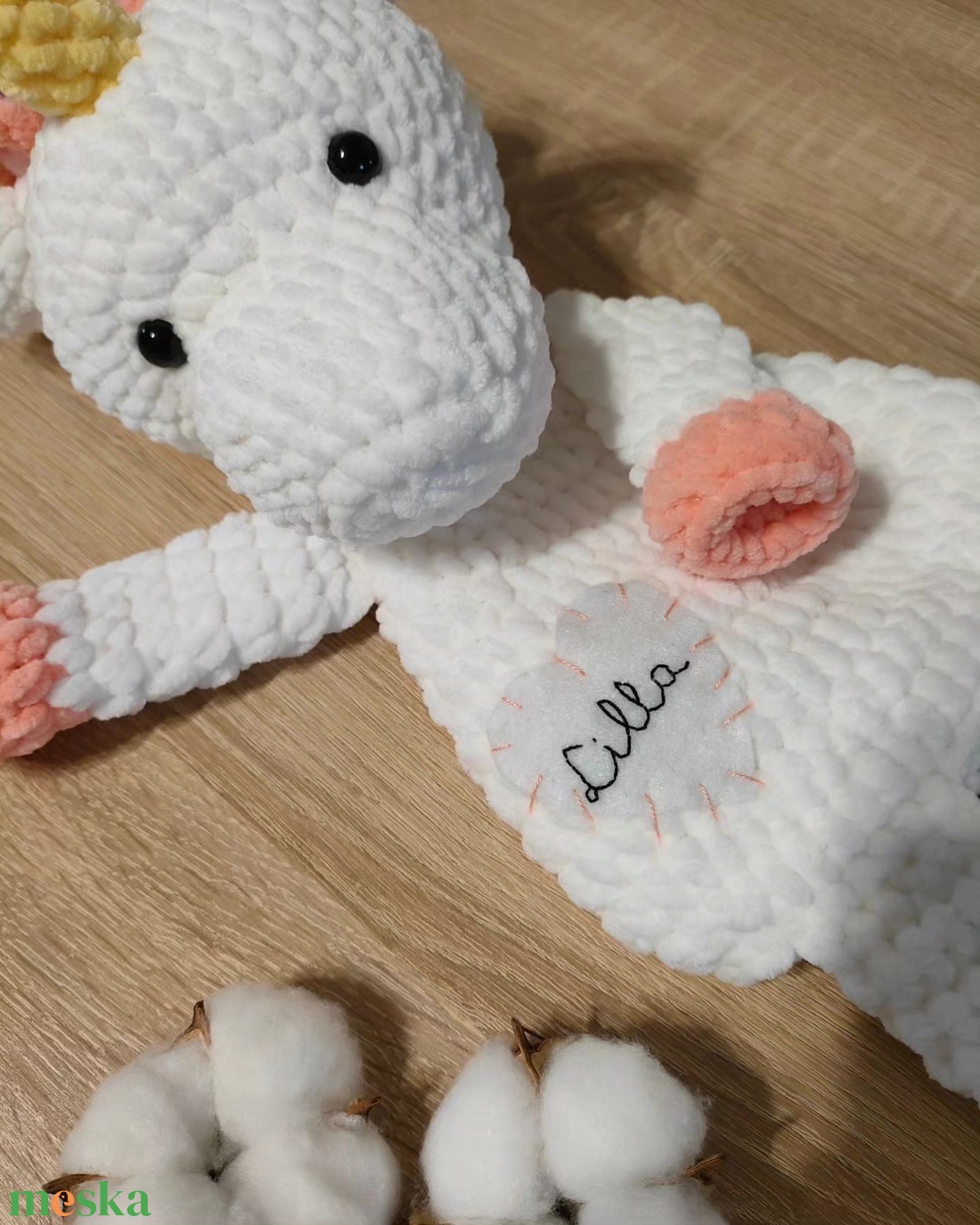 Horgolt plüss unikornisos alvóka  - baba - mama - baba játékok - szundikendő, alvóka - Meska.hu