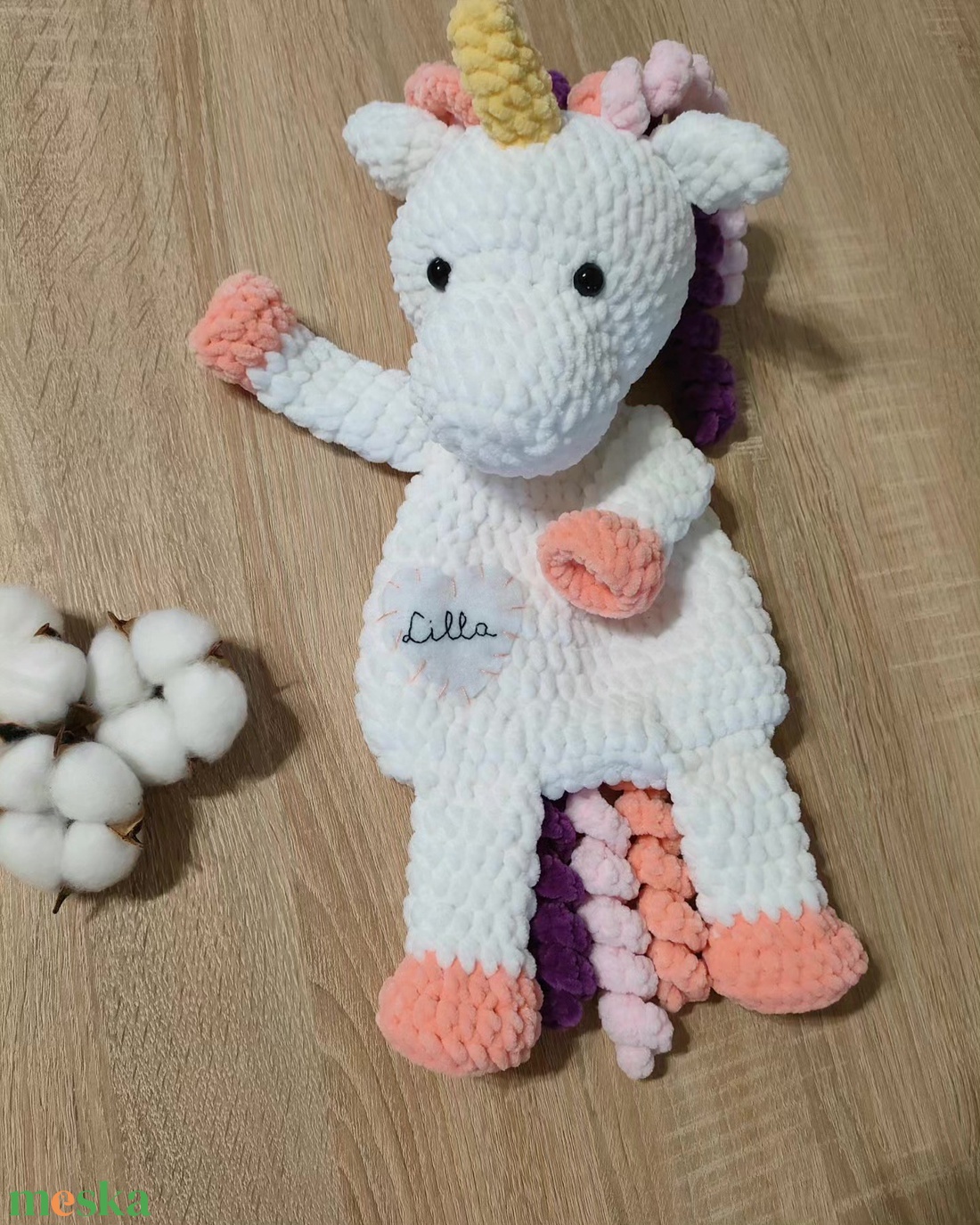 Horgolt plüss unikornisos alvóka  - baba - mama - baba játékok - szundikendő, alvóka - Meska.hu