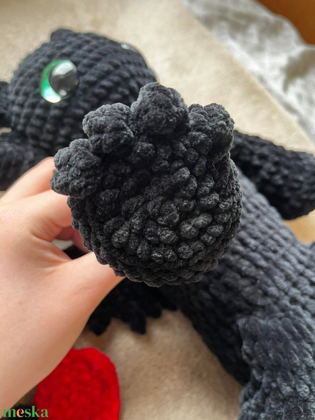 Horgolt fogatlan sárkány - játék & sport - plüssállat & játékfigura - plüss sárkány - Meska.hu