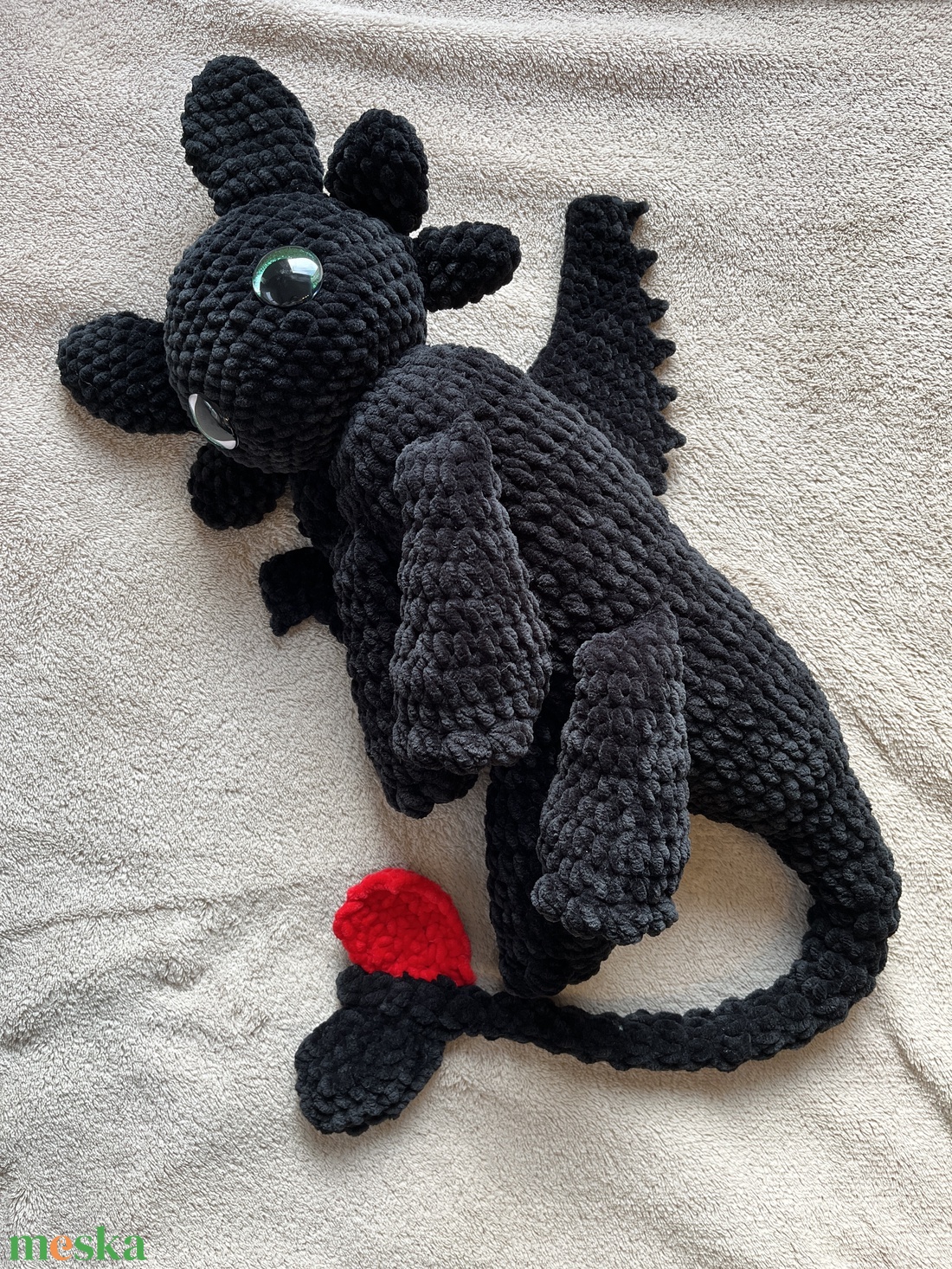 Horgolt fogatlan sárkány - játék & sport - plüssállat & játékfigura - plüss sárkány - Meska.hu