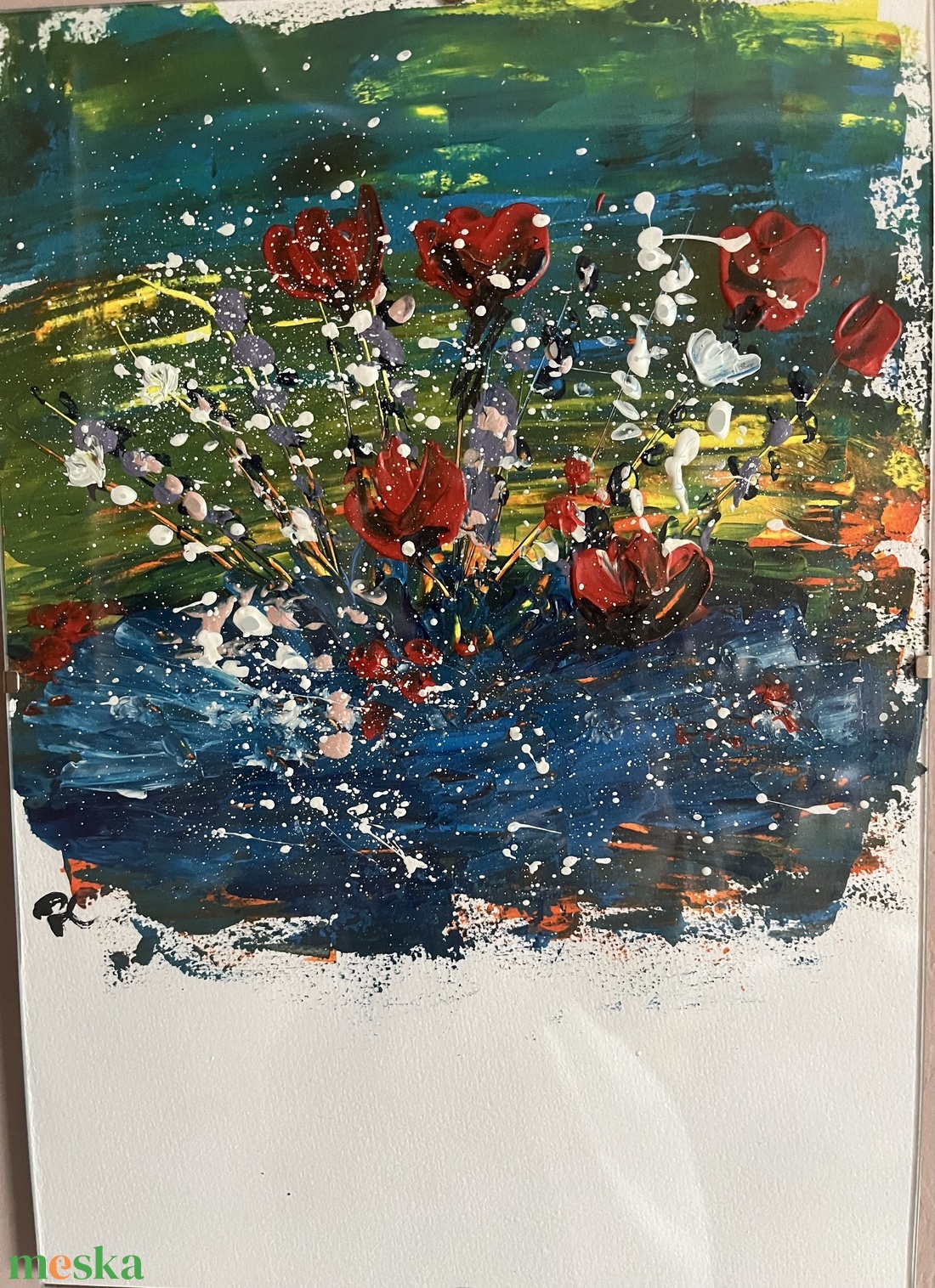 Csendélet virágokkal - művészet - festmény - akril - Meska.hu