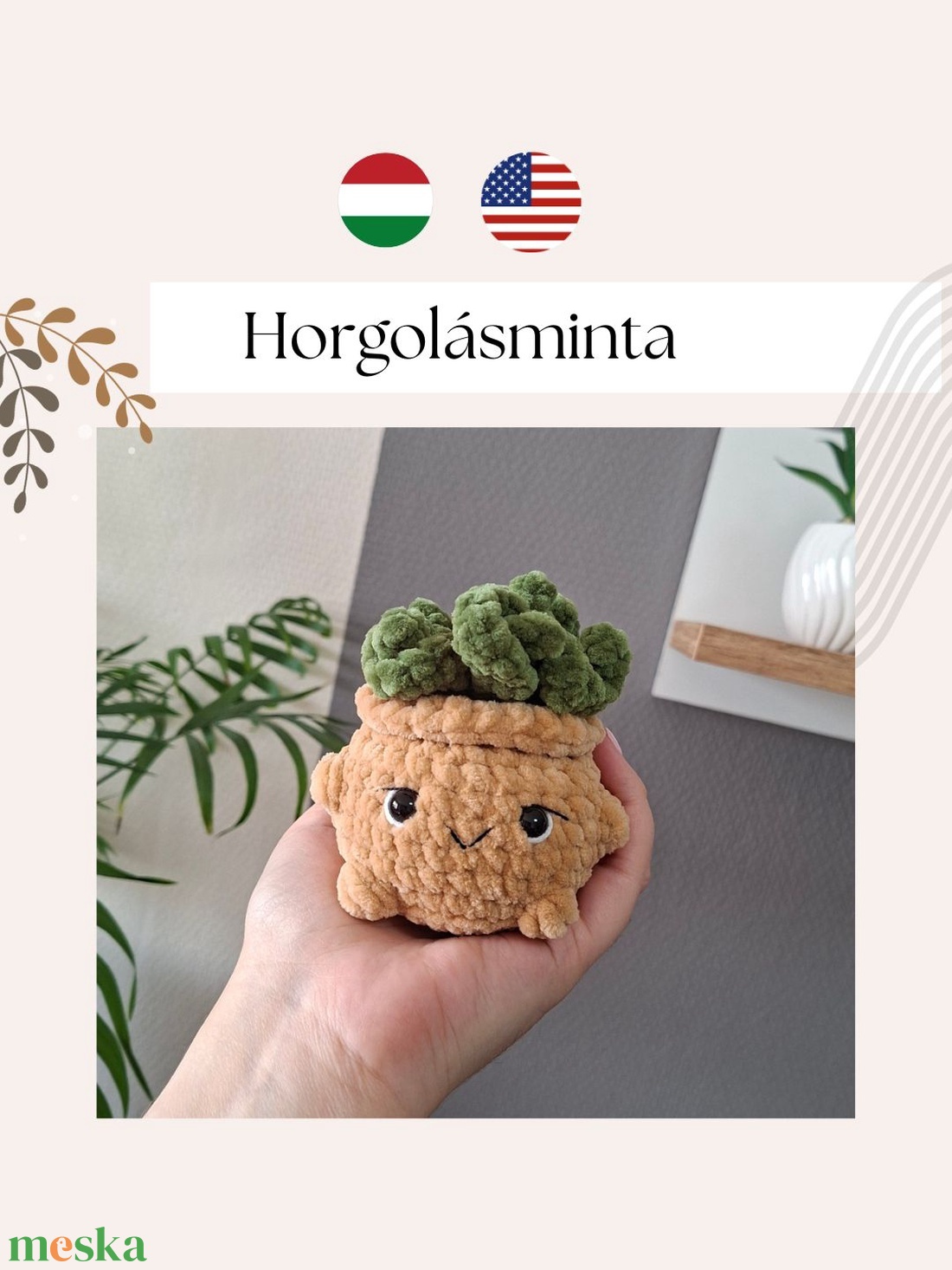 Cserepes virág horgolásminta - diy (csináld magad) - szabásminta, útmutató - horgolási minta - Meska.hu