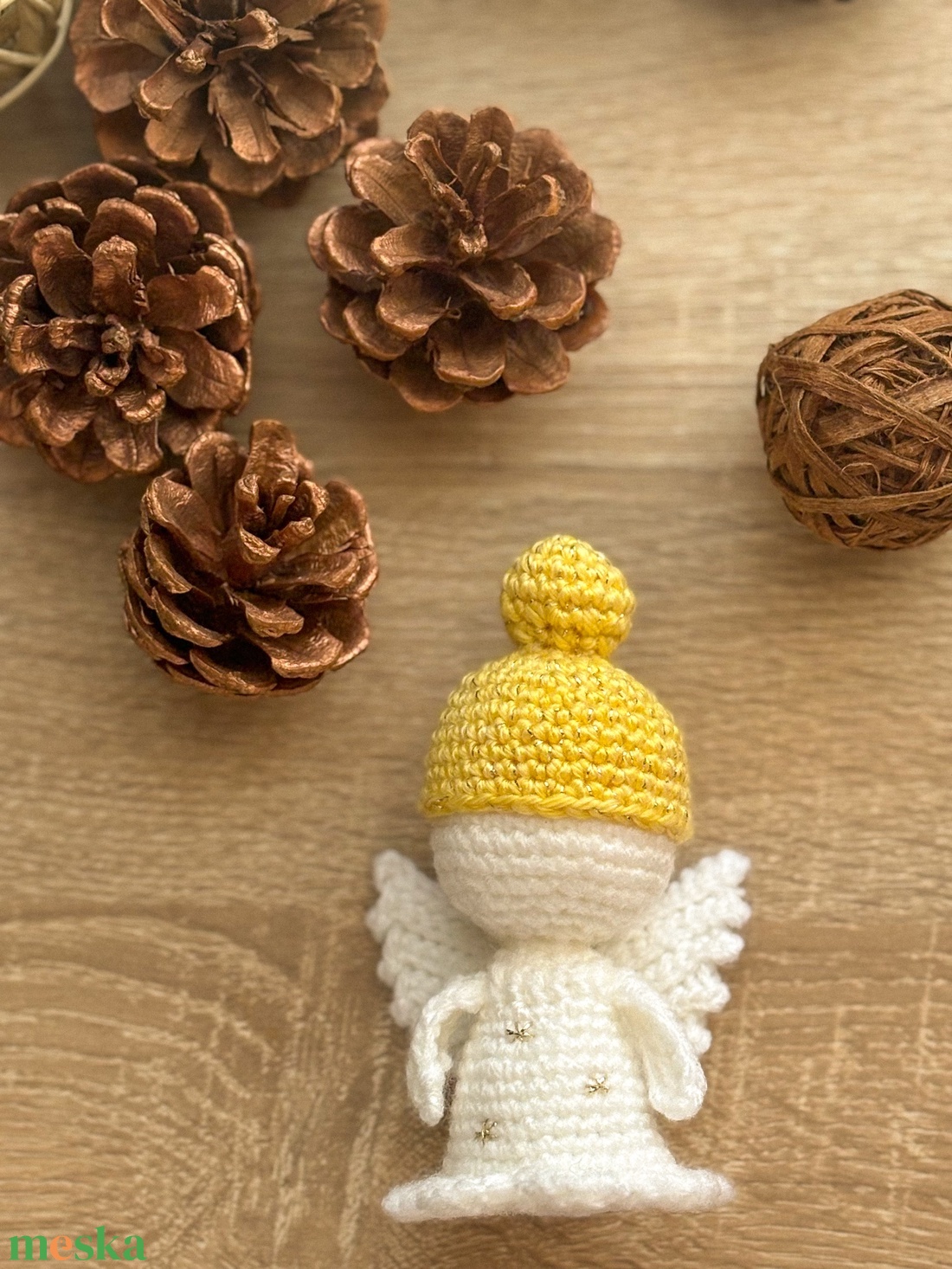 Horgolt angyalka - karácsony - karácsonyi lakásdekoráció - karácsonyi manók, figurák - Meska.hu