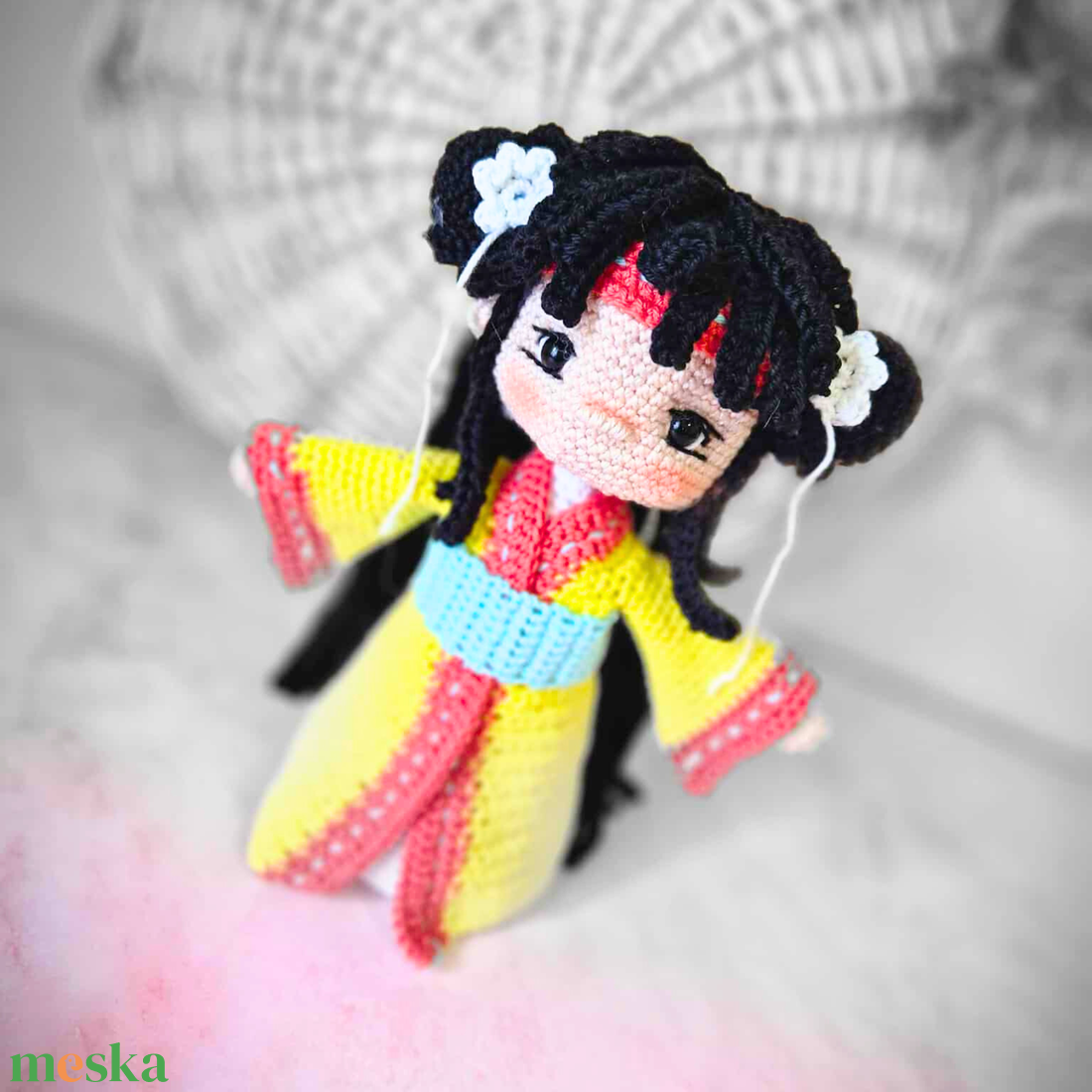 Horgolt baba, horgolás, amigurumi, gésa baba, anime figura - játék & sport - baba & babaház - baba - Meska.hu