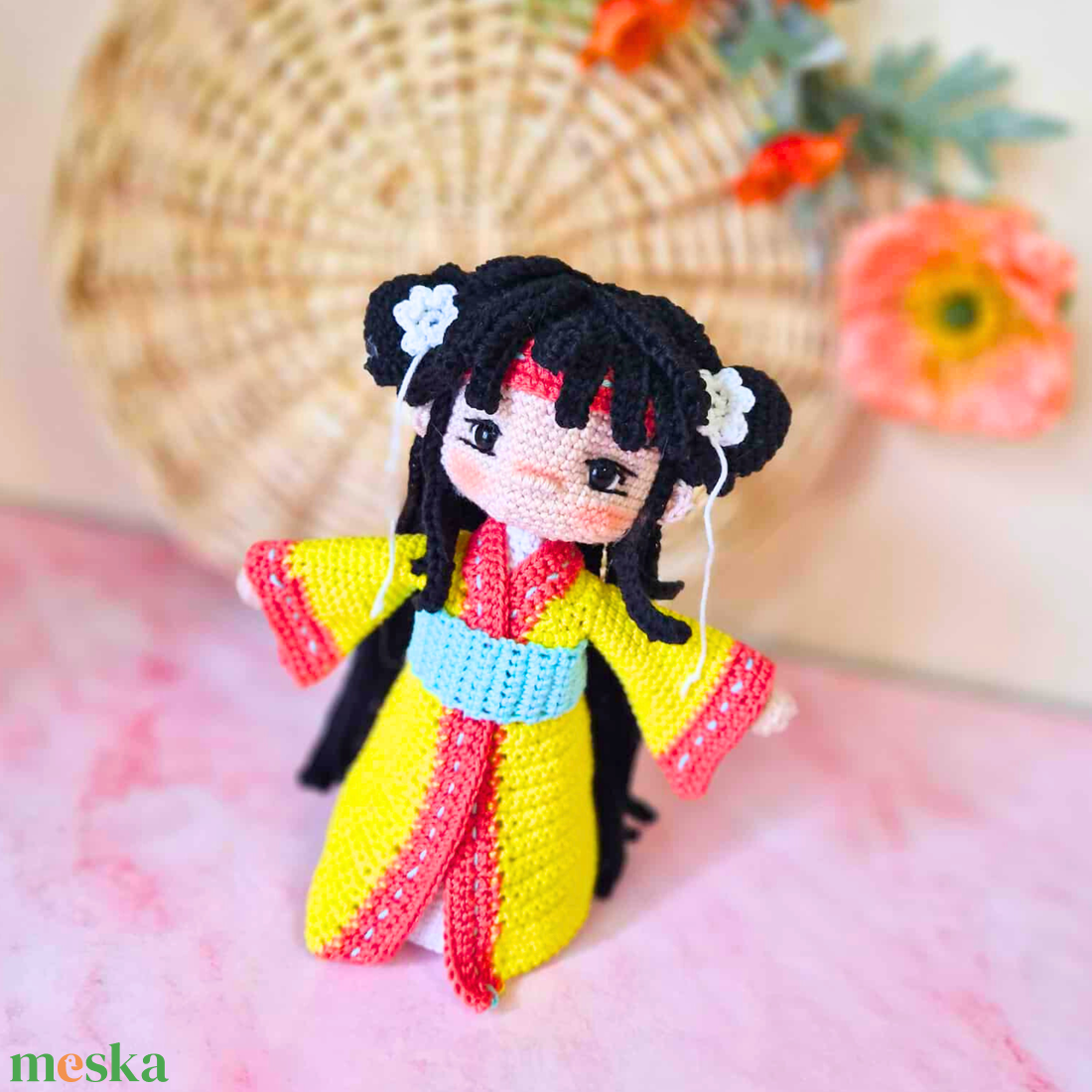Horgolt baba, horgolás, amigurumi, gésa baba, anime figura - játék & sport - baba & babaház - baba - Meska.hu