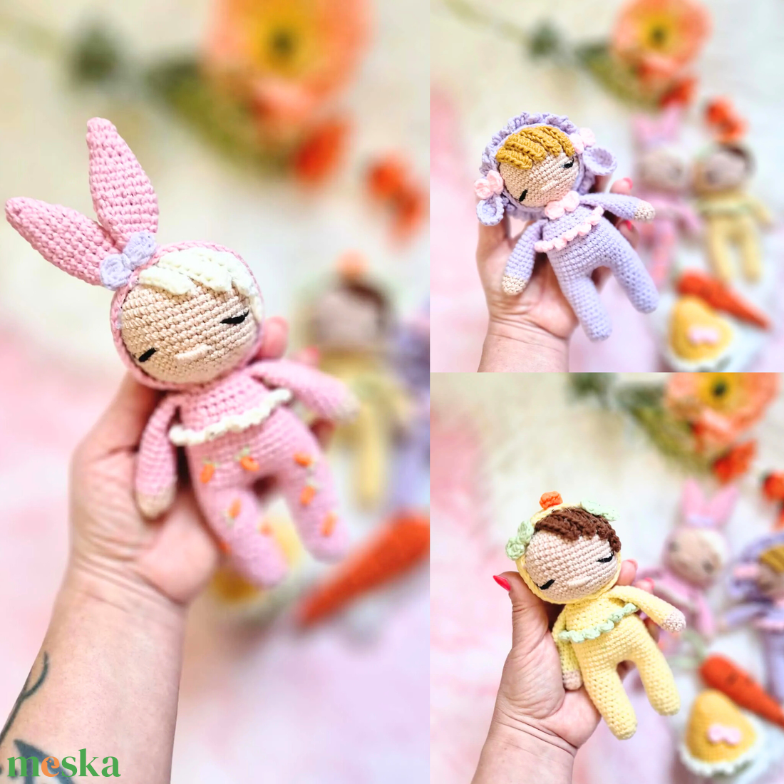 Horgolt baba, horgolás, amigurumi, Húsvéti mini babák - játék & sport - baba & babaház - baba - Meska.hu
