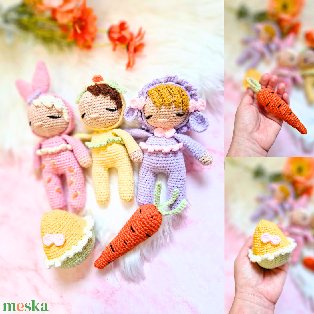 Horgolt baba, horgolás, amigurumi, Húsvéti mini babák - játék & sport - baba & babaház - baba - Meska.hu