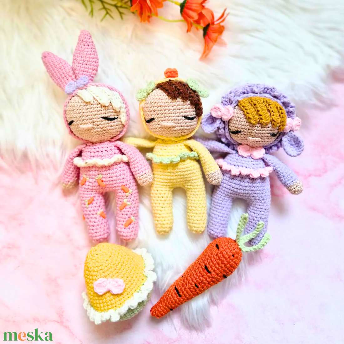 Horgolt baba, horgolás, amigurumi, Húsvéti mini babák - játék & sport - baba & babaház - baba - Meska.hu