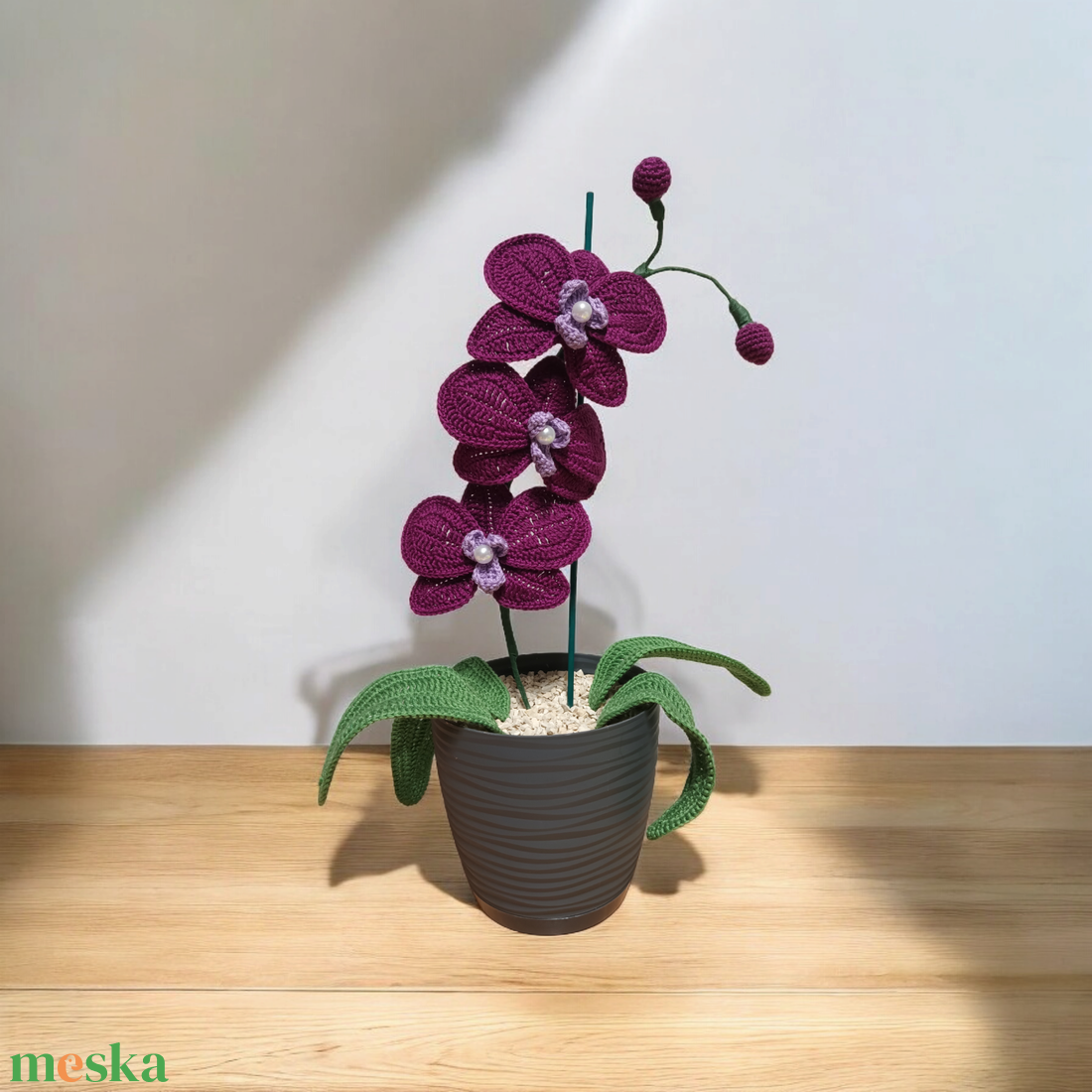 Horgolt orchidea - otthon & életmód - dekoráció - virágdísz és tartó - virágbox, virágdoboz - Meska.hu