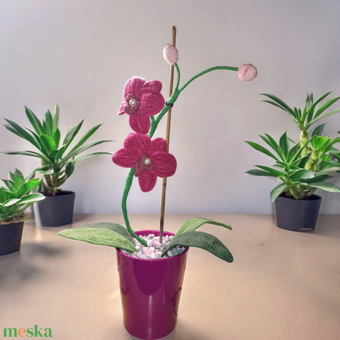 Horgolt orchidea - otthon & életmód - dekoráció - virágdísz és tartó - virágbox, virágdoboz - Meska.hu