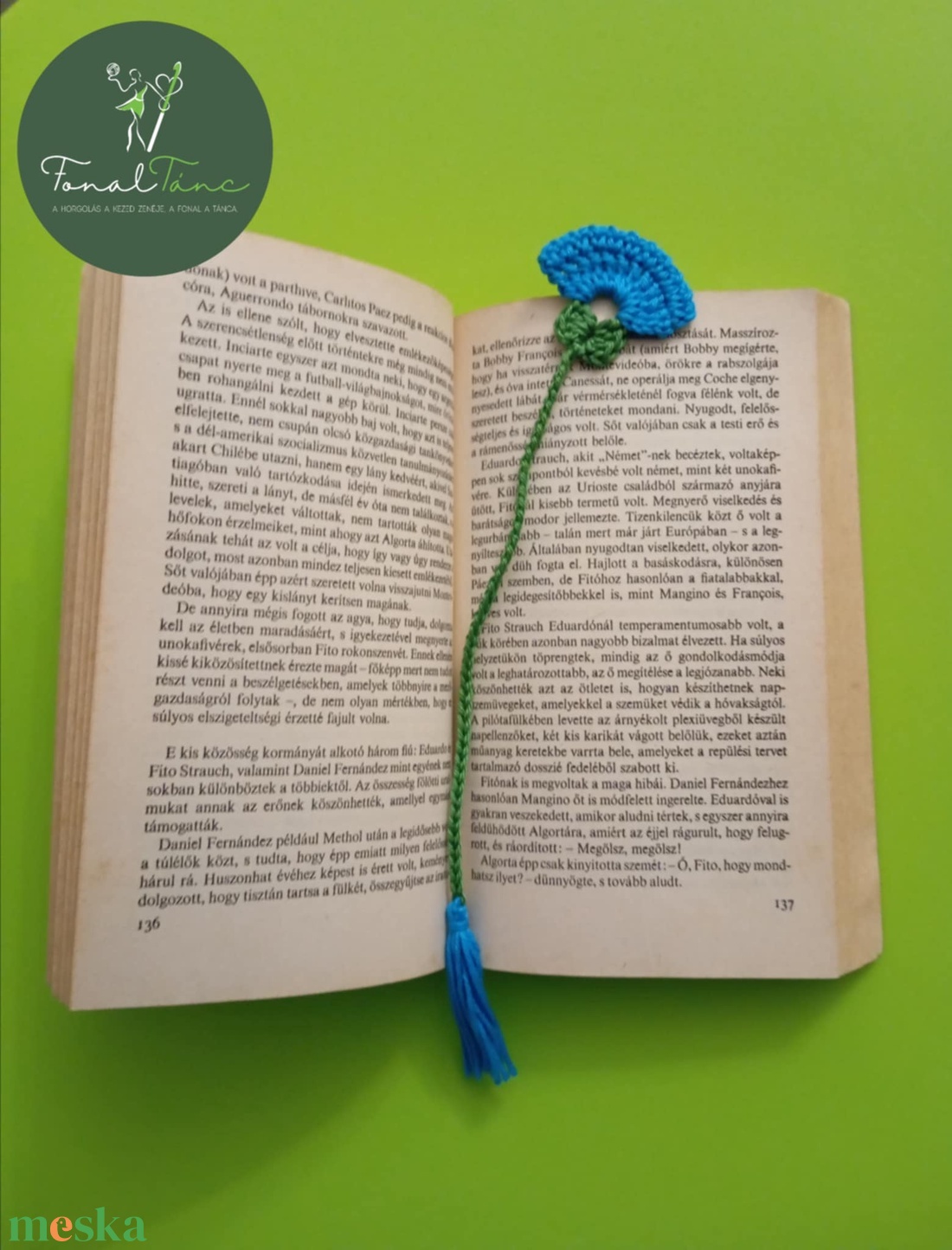 horgolt könyvjelző - könyv & zene - könyvjelző - Meska.hu