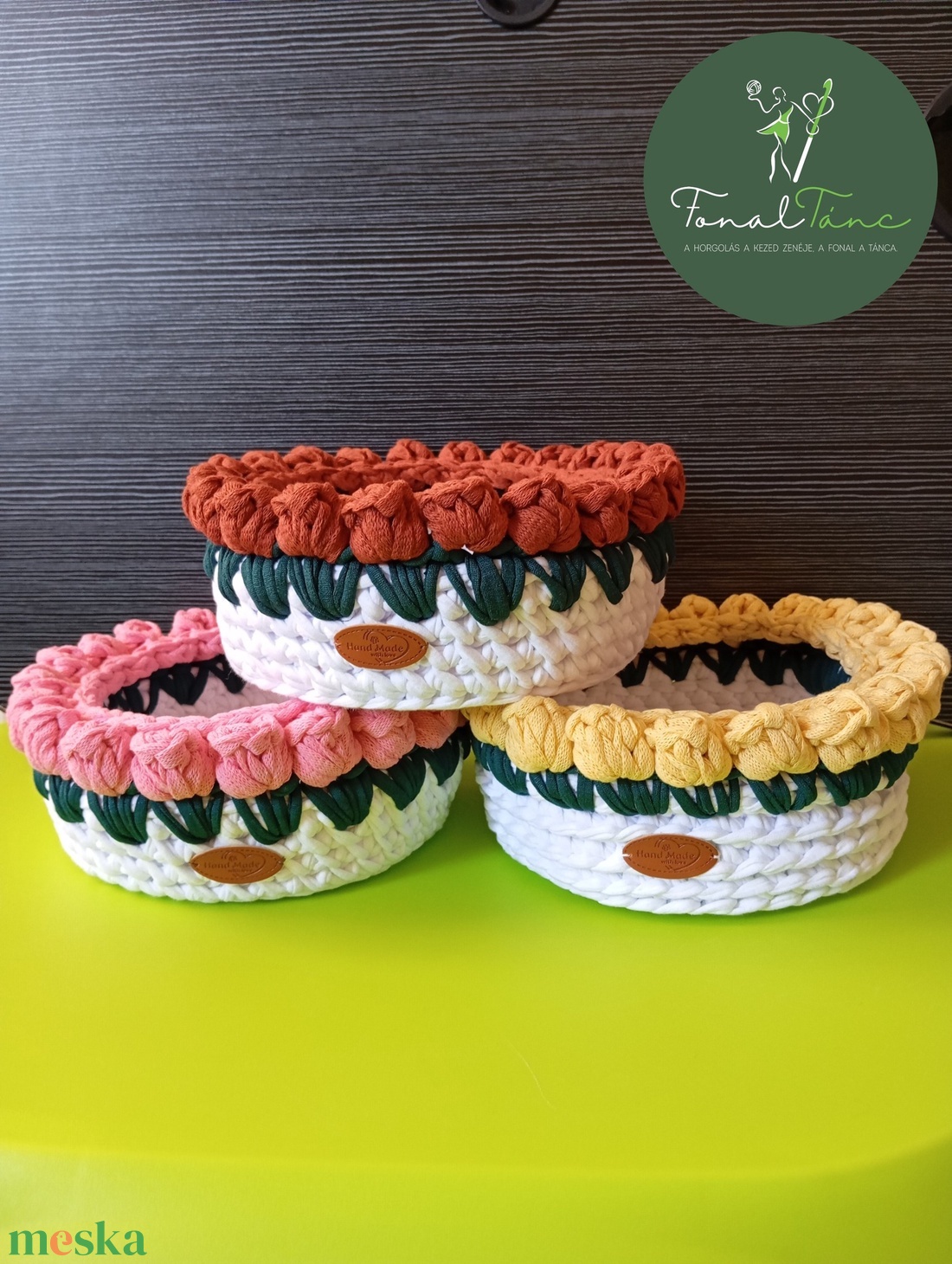 virágos tároló kosár, kaspó - otthon & életmód - tárolás & rendszerezés - tárolókosár - Meska.hu