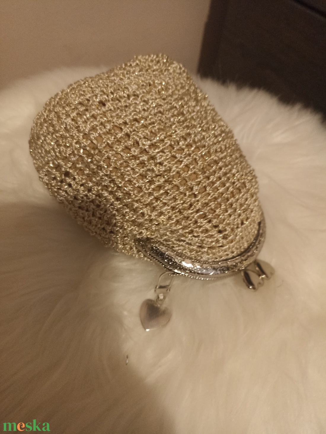 Kézzel horgolt pénztárca szív alakú csattal � finom, elegáns, különleges - táska & tok - pénztárca & más tok - aprópénztartó - Meska.hu