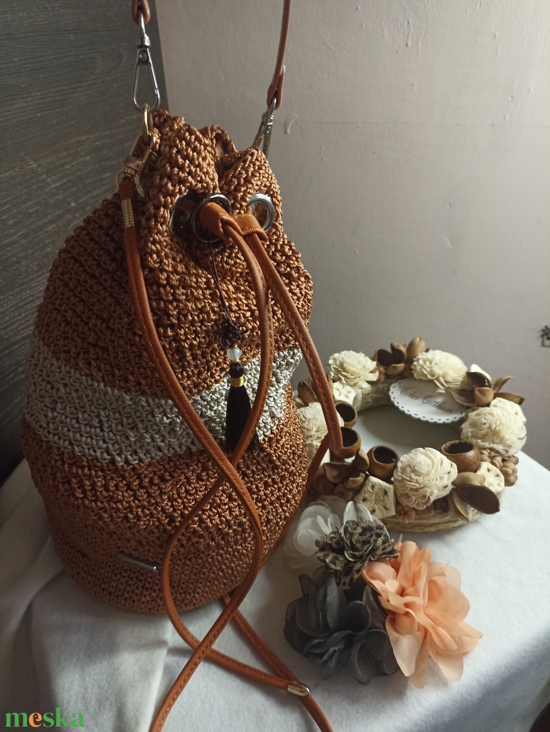 Borostyánfonat � Horgolt női táska mindennapokra - táska & tok - kézitáska & válltáska - alkalmi táska - Meska.hu