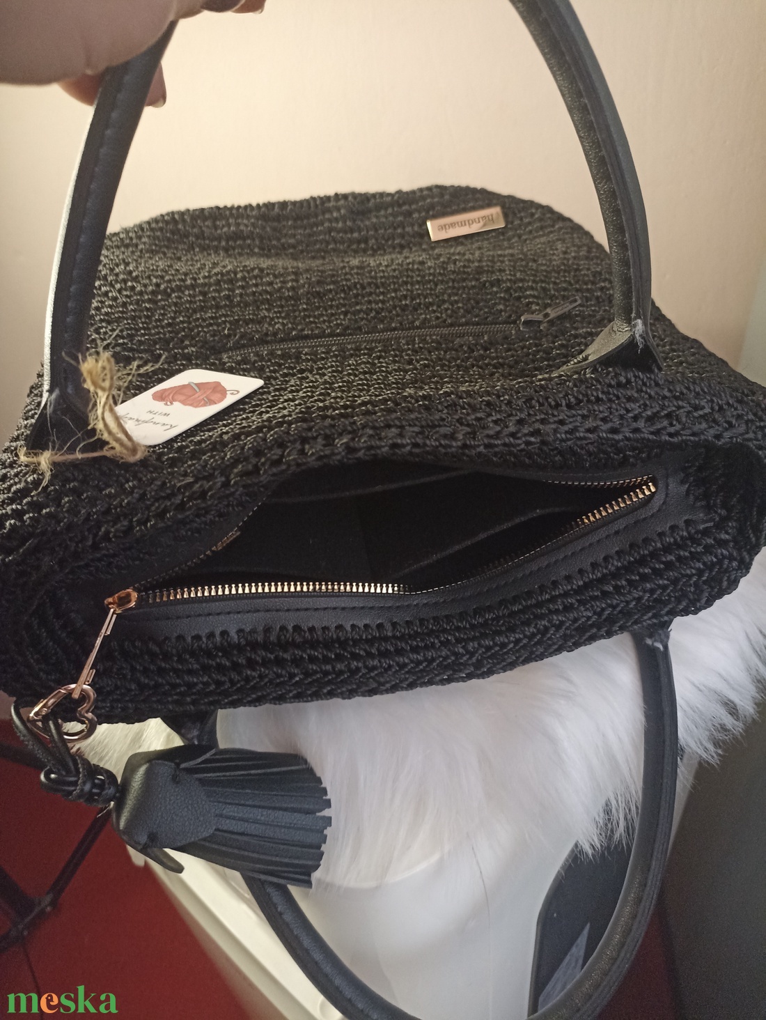 �benj�rat -táskarendező betéttel készült kézzel horgolt táska - táska & tok - kézitáska & válltáska - alkalmi táska - Meska.hu