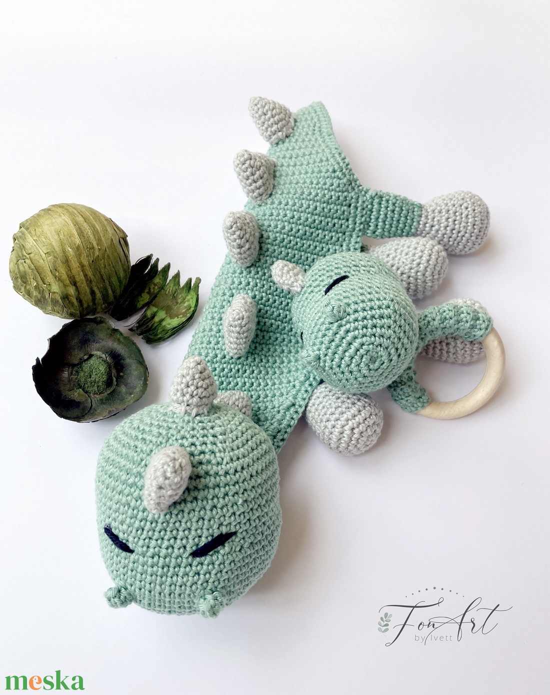 Dinó amigurumi szett - játék & sport - babalátogató ajándékcsomag - Meska.hu