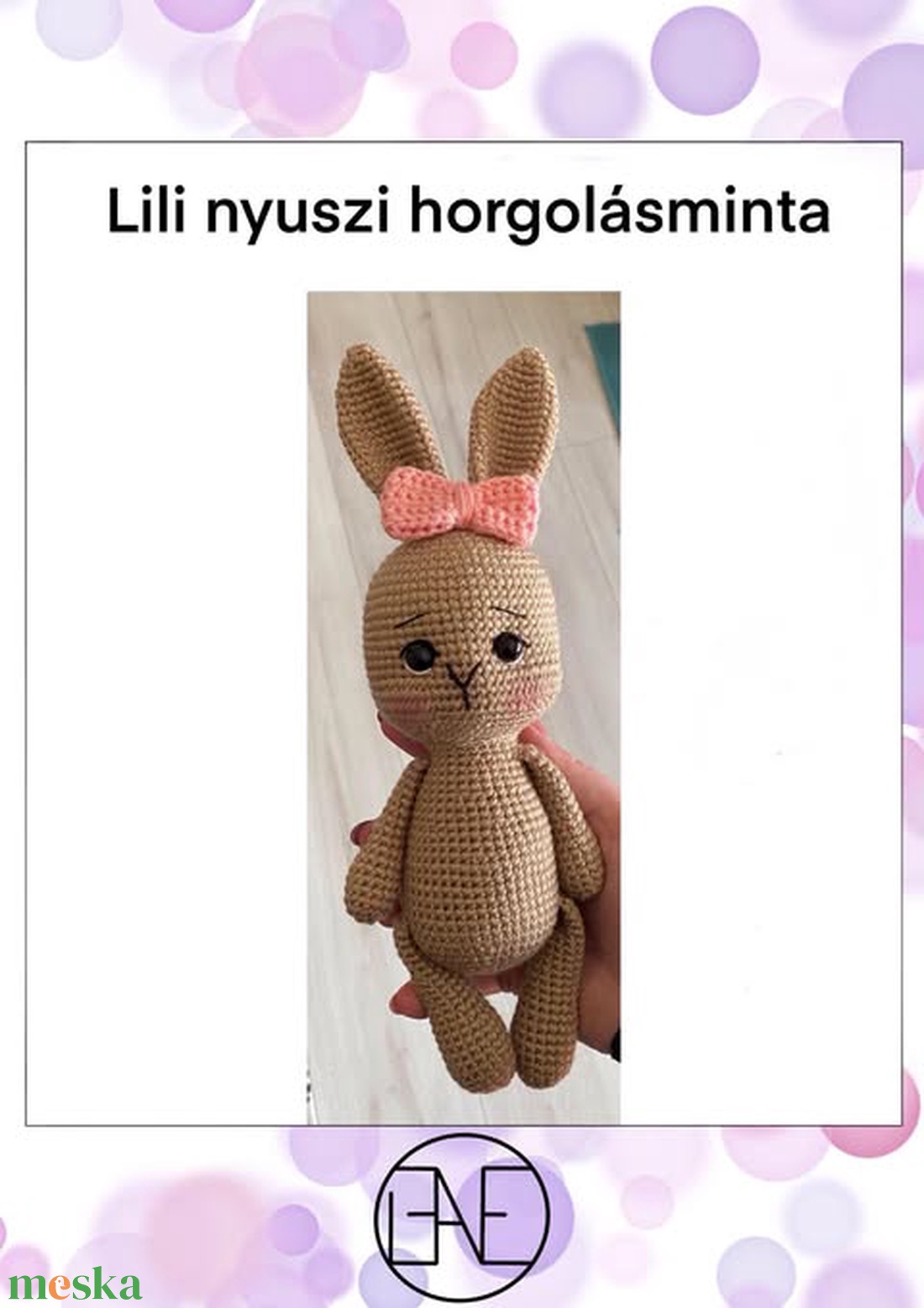 Lili nyuszi-horgolásminta - diy (csináld magad) - szabásminta, útmutató - horgolási minta - Meska.hu Lili nyuszi-horgolásminta - diy (csináld magad) - szabásminta, útmutató - horgolási minta - Meska.hu