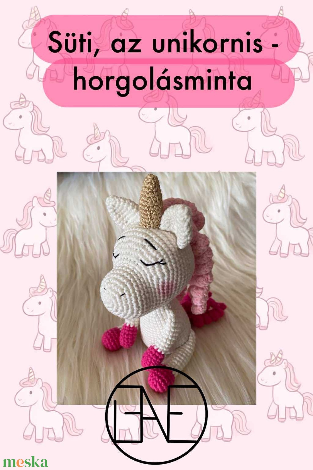Süti az unikornis - horgolásminta  - diy (csináld magad) - szabásminta, útmutató - horgolási minta - Meska.hu