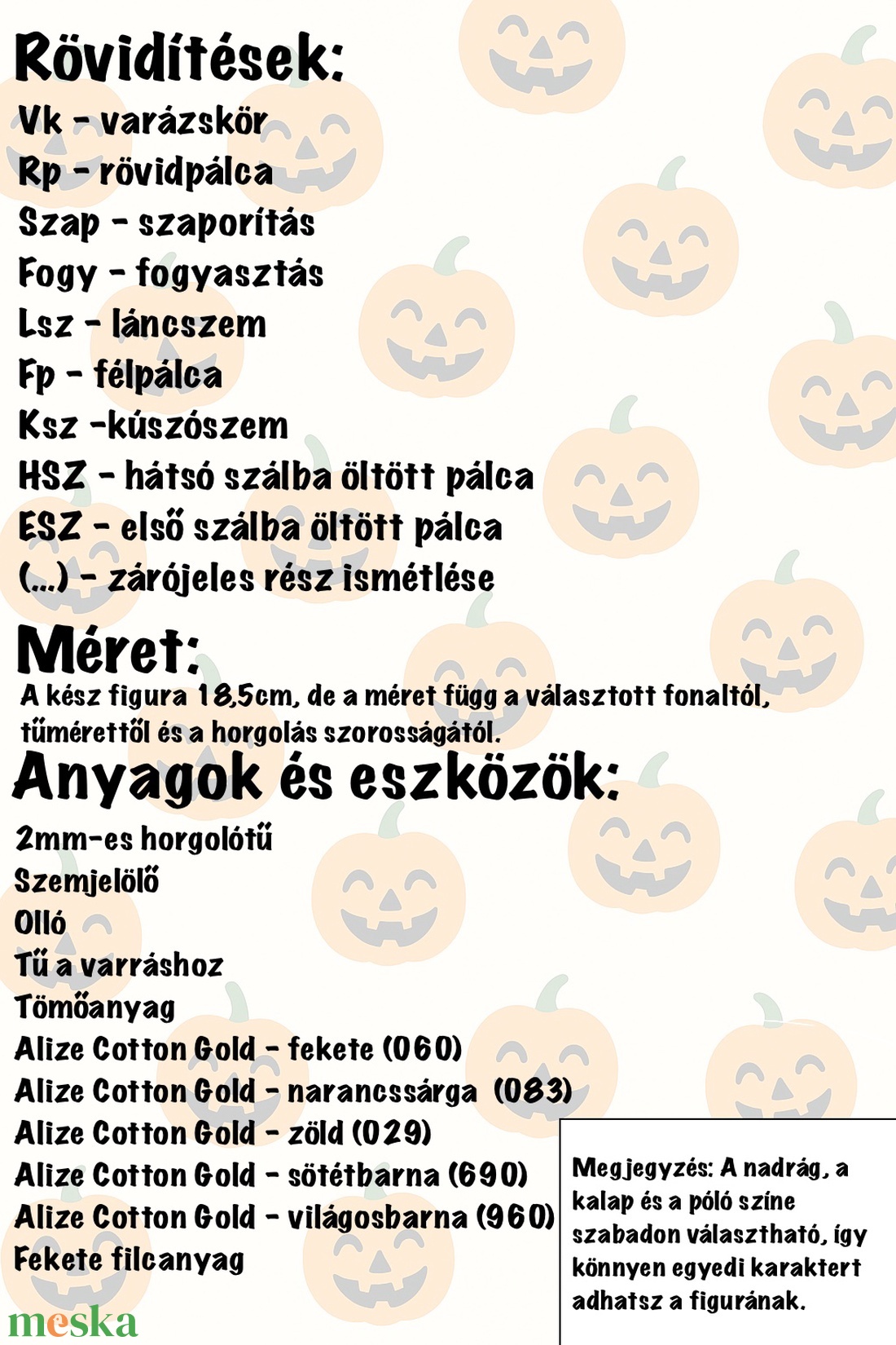 Jack, a boszi segéd - horgolásminta - diy (csináld magad) - szabásminta, útmutató - horgolási minta - Meska.hu