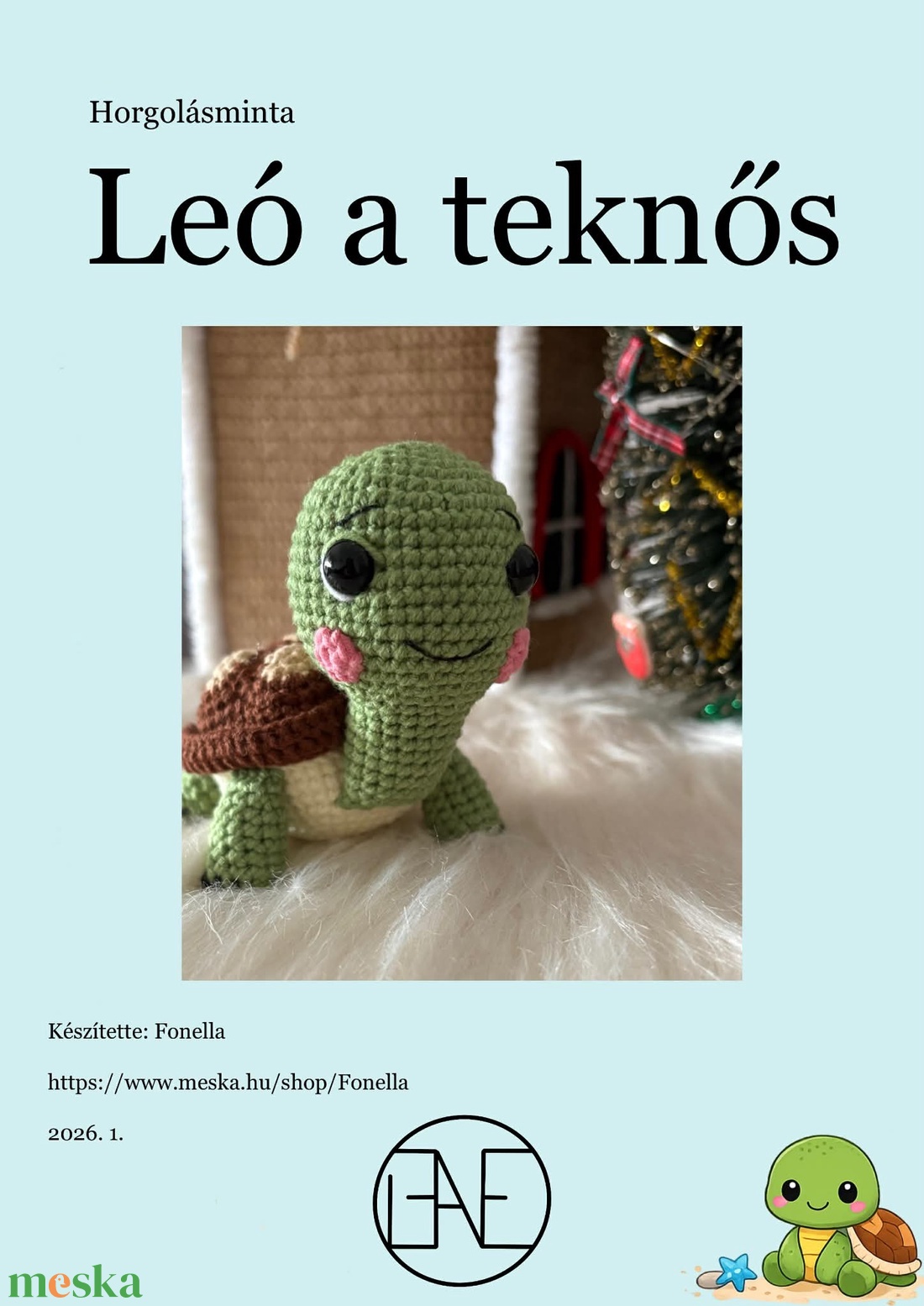 Leó a teknős - horgolásminta - diy (csináld magad) - szabásminta, útmutató - horgolási minta - Meska.hu
