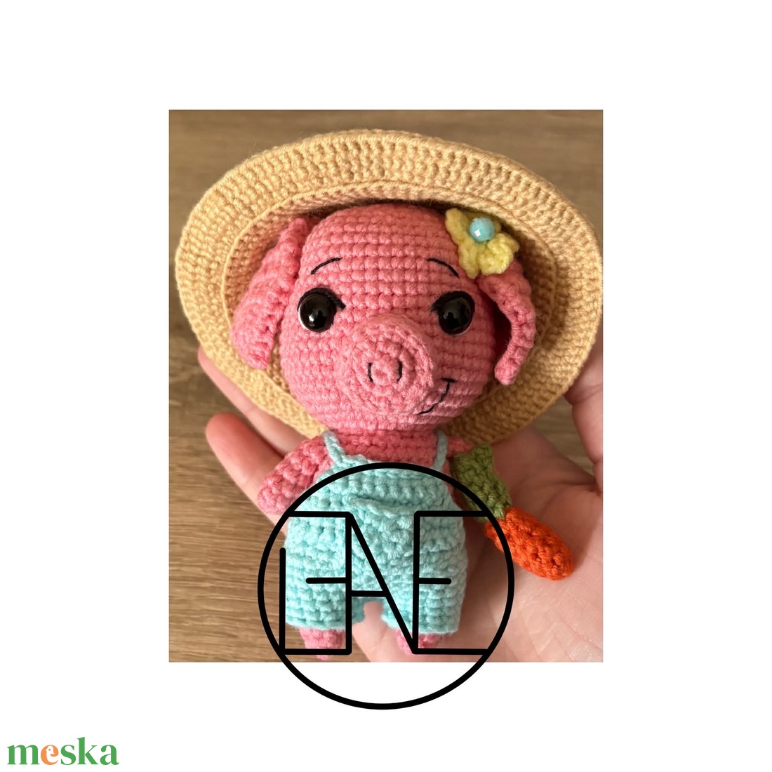 Málna, a kertész malacka - amigurumi horgolásminta - diy (csináld magad) - szabásminta, útmutató - horgolási minta - Meska.hu