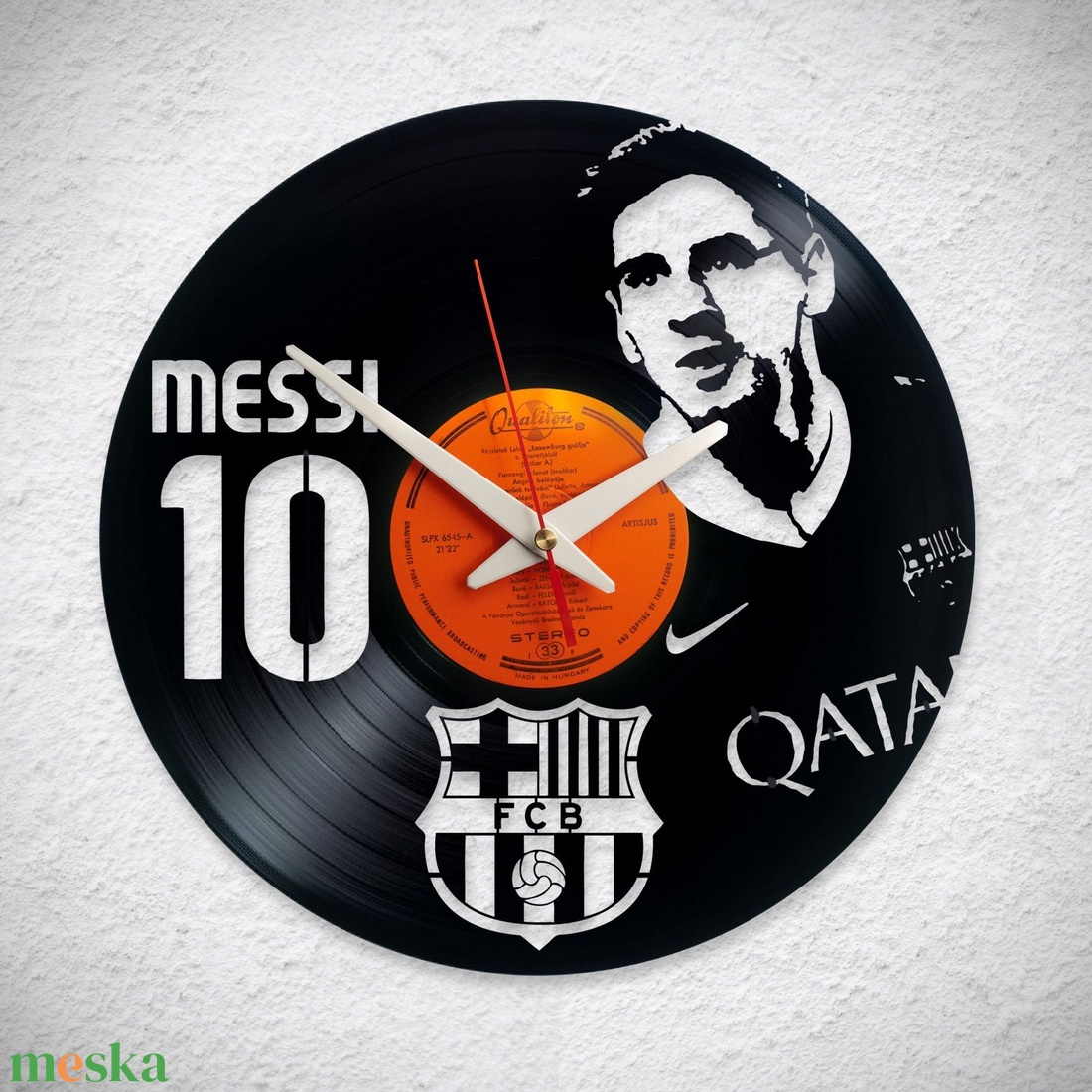 Messi FC Barcelona - Bakelit falióra - otthon & lakás - dekoráció - fali és függő dekoráció - falióra & óra - Meska.hu