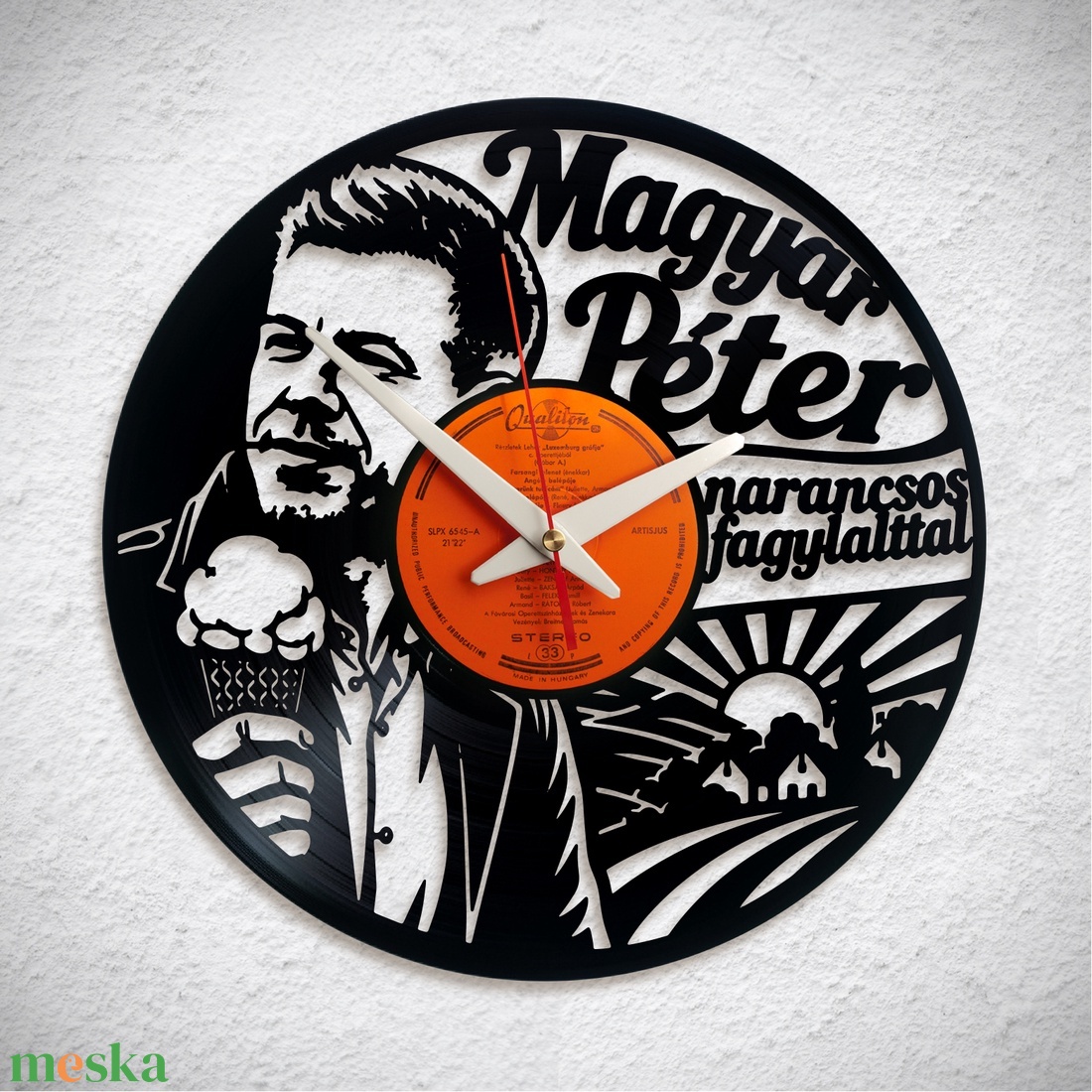 Magyar Péter narancsos fagylalttal - Bakelit falióra - otthon & életmód - dekoráció - fali és függő dekoráció - falióra & óra - Meska.hu