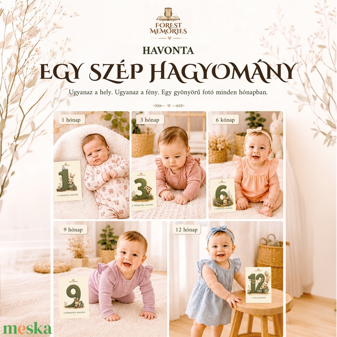 Baba mérföldkőkártyák � 24 nyomtatható emlékkártya, 1�12 hónap és első mérföldkövek � Digitális PDF - baba - mama - babafotózás - baba mérföldkő kártyák - Meska.hu