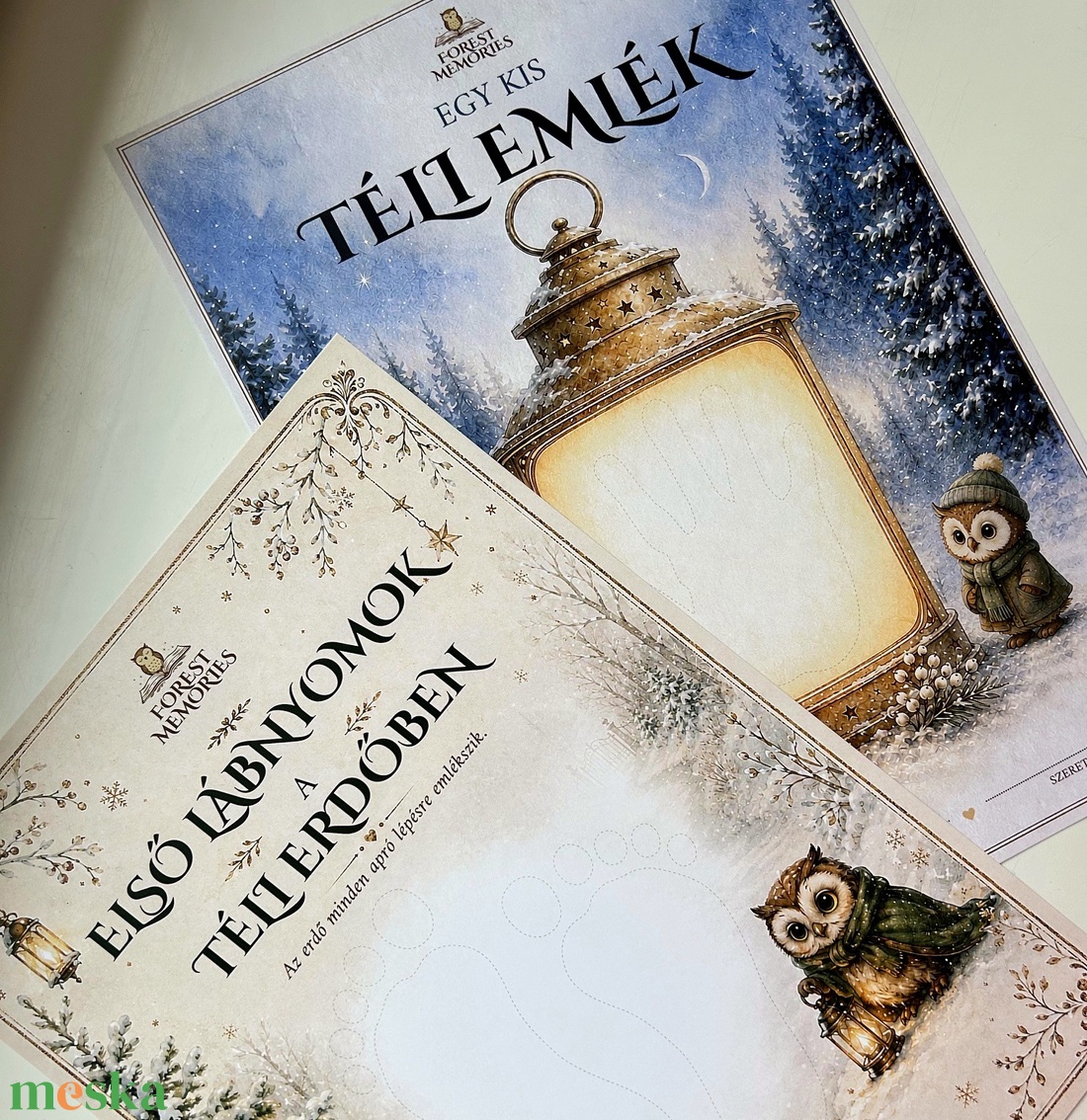 Téli kézlenyomat és lábnyomat � 2 nyomtatható emléklap babáknak � Digitális PDF - baba - mama - babaemlékek - baba emlékőrző - Meska.hu