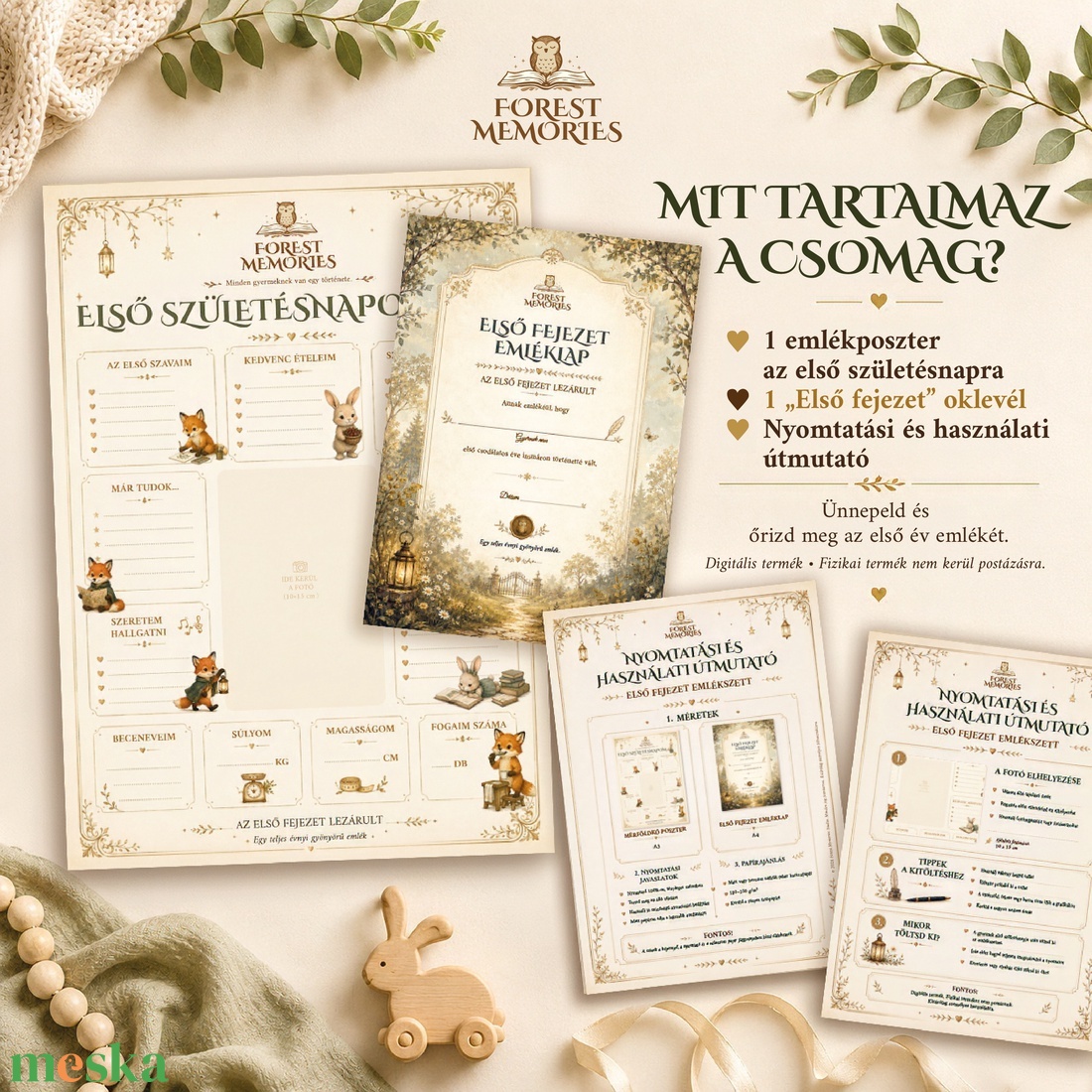 Első születésnapi emlékszett � Emlékposzter és oklevél � Nyomtatható PDF - baba - mama - babaemlékek - baba emlékőrző - Meska.hu