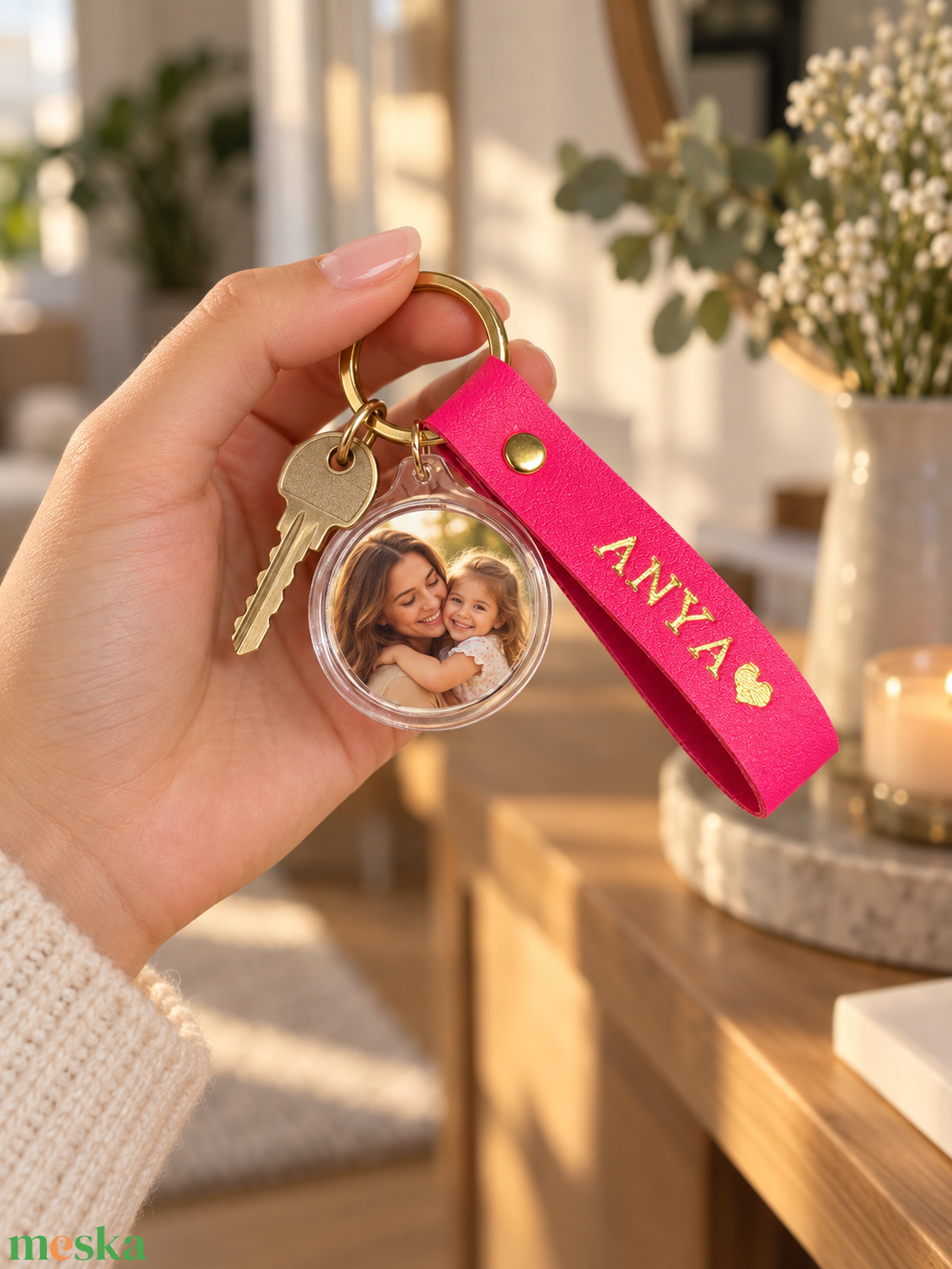 Fényképes kulcstartó kör alakú - Pink - táska & tok - kulcstartó & táskadísz - kulcstartó - Meska.hu