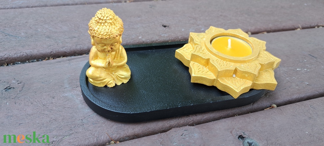 Arany Buddha mécsestartó - otthon & életmód - gyertya, illat, aroma - mécses és mécsestartó - Meska.hu