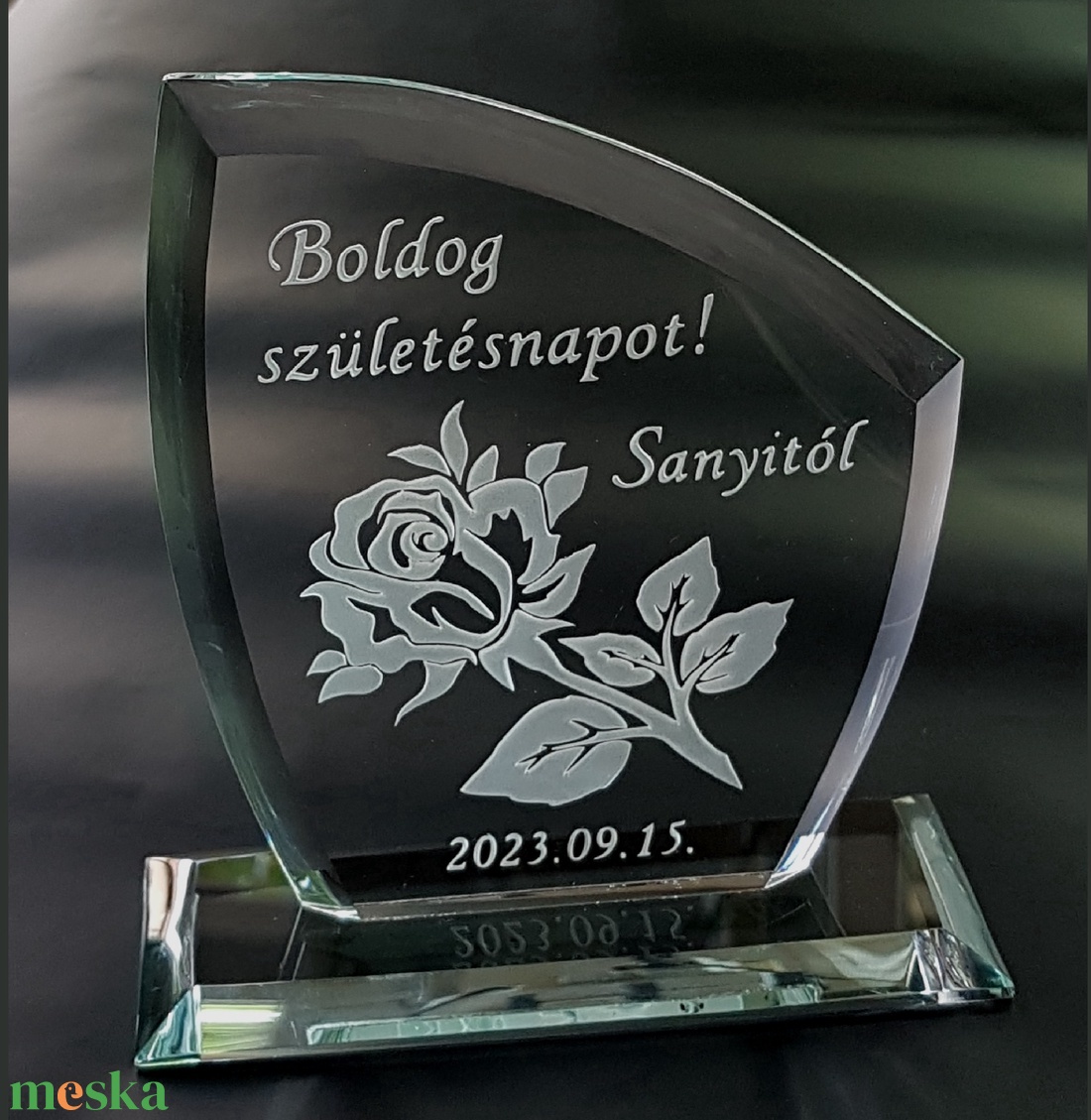Üveg plakett születésnapra, névnapra emlék plakett - otthon & életmód - dekoráció - asztal és polc dekoráció - díszüveg - Meska.hu